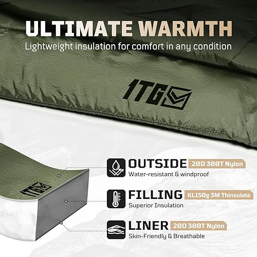 Miniatura 2 de 3M Thinsulate - Manta aislante para campamento, plegable, ligera colcha de campamento con caja para pies, cremallera, manta de dormir al aire libre