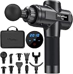 Muscle Massage Gun Deep Tissue Percussion Massager - Portable Handheld Sport Massagers for Athletes, Quiet & Powerful Brushless Motor Cordless, 20 Speed Level,Wattne W2 (Black)