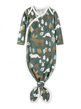Copper Pearl Baby Gown - Knotted Newborn Sleepers for Baby Boy and Girl, Soft Stretchy Long Sleeve Infant Gowns with Bottom Tie and Hand Mittens, Perfect Hospital Coming Home Outfit Atwood