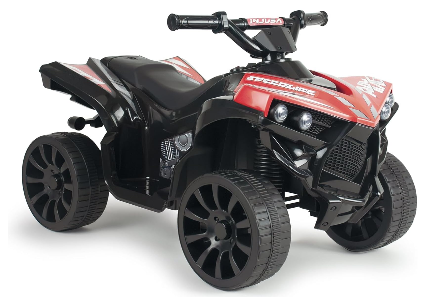 Quad Eléctrico Infantil 6V Rojo - Quad Racing para Niños +18 Meses con Marcha Atrás + Luces LED + Sonidos + Pedal Acelerador + Freno Eléctrico - Vehículo Eléctrico Niño Niña - INJUSA