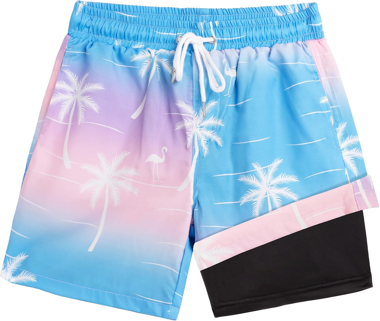 Boys Swim Trunks Bathing Suit Swim Shorts with Boxer Brief Liner Quick Dry Beach Swimsuit Compression