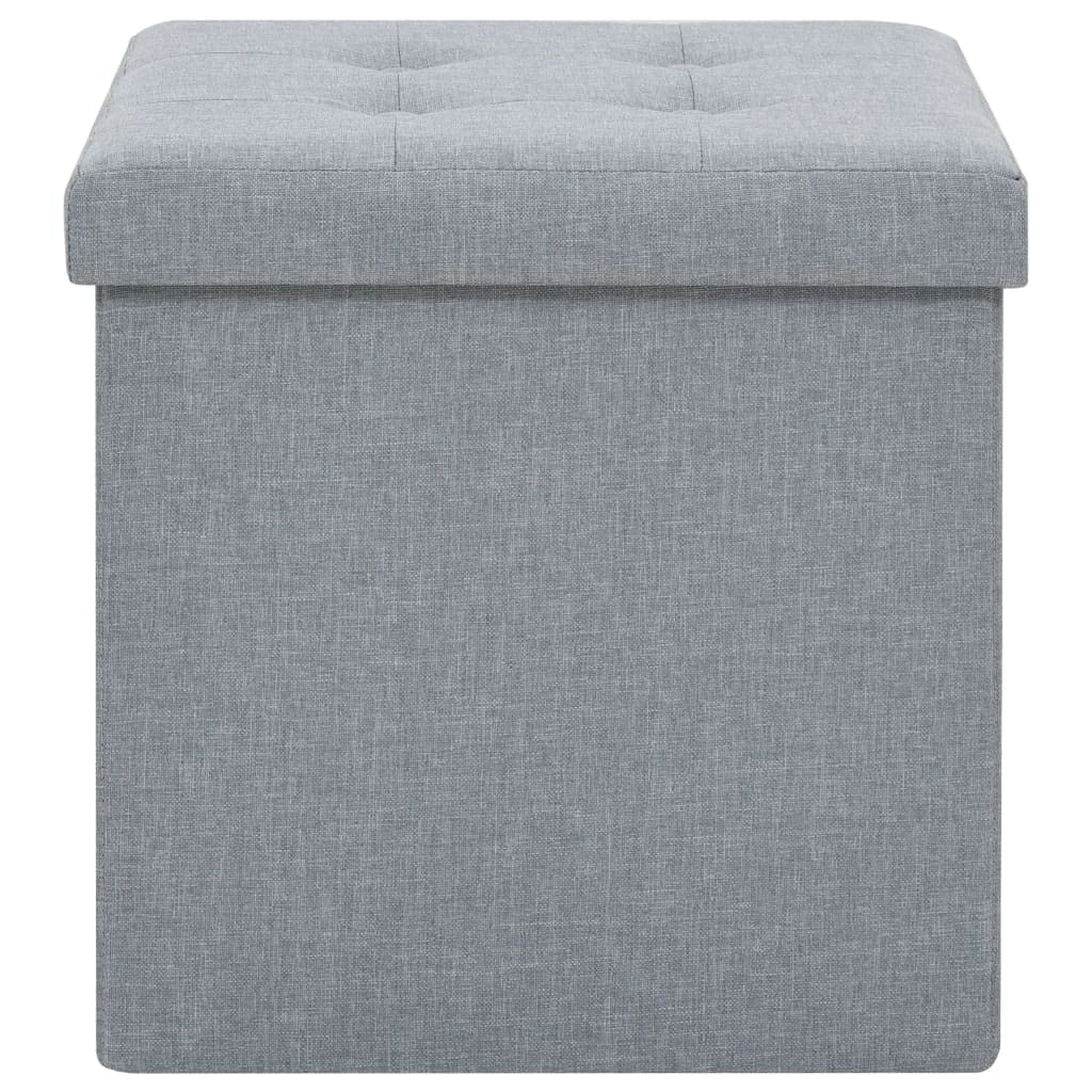 Genérico Taburetes almacenaje Plegables 2 uds Lino sintético Gris Claro,Sillas,Taburetes y sillas plegables-247080