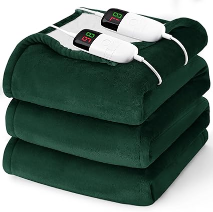 Heated Electric Blanket Queen Size - 84" x 90" Heating Blanket with Dual Control, 10 Levels & 8 Hours Auto Off, Soft Warm Flannel Gift with Over-Heat Protection, ETL & FCC Certified