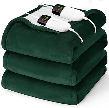 Heated Electric Blanket Queen Size - 84" x 90" Heating Blanket with Dual Control, 10 Levels & 8 Hours Auto Off, Soft Warm Flannel Gift with Over-Heat Protection, ETL & FCC Certified