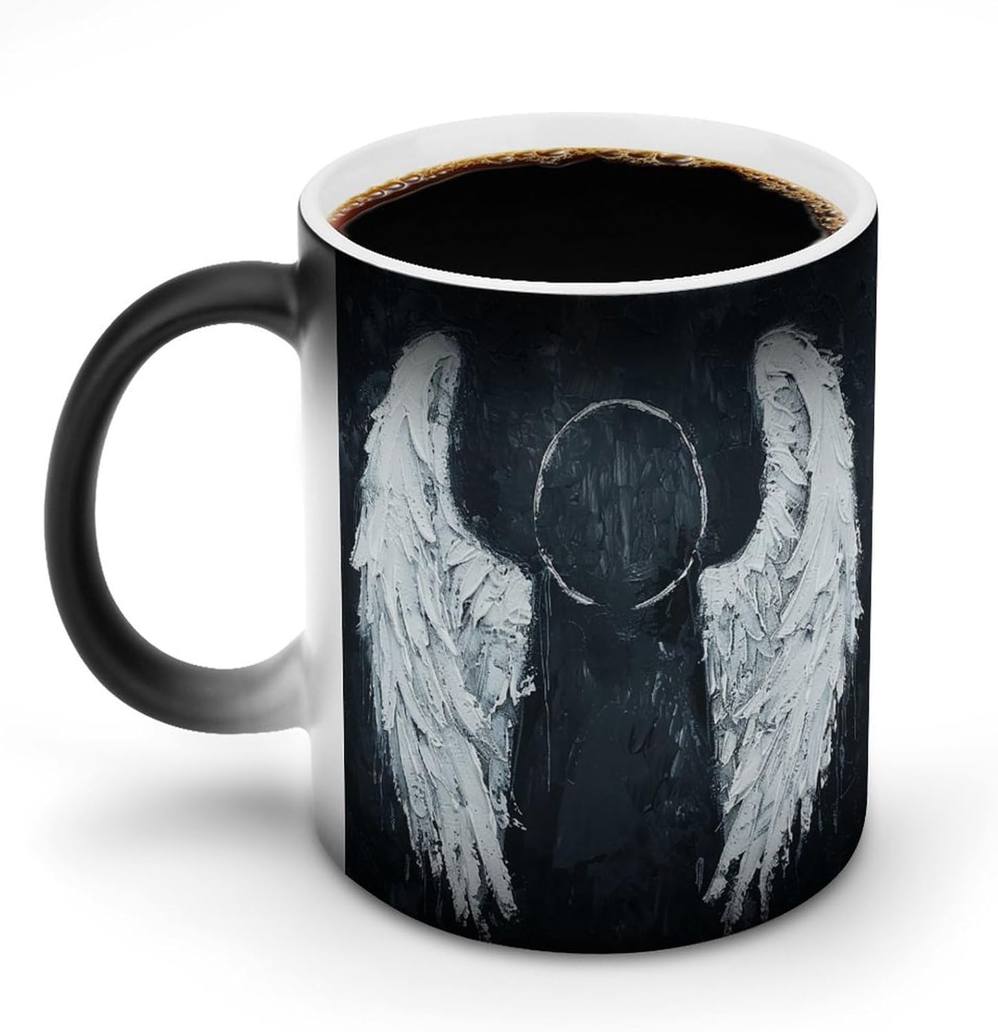 Color Changing Cups,White Angel Wings Printed 11 Oz Ceramic Cups for Birthday Men Women