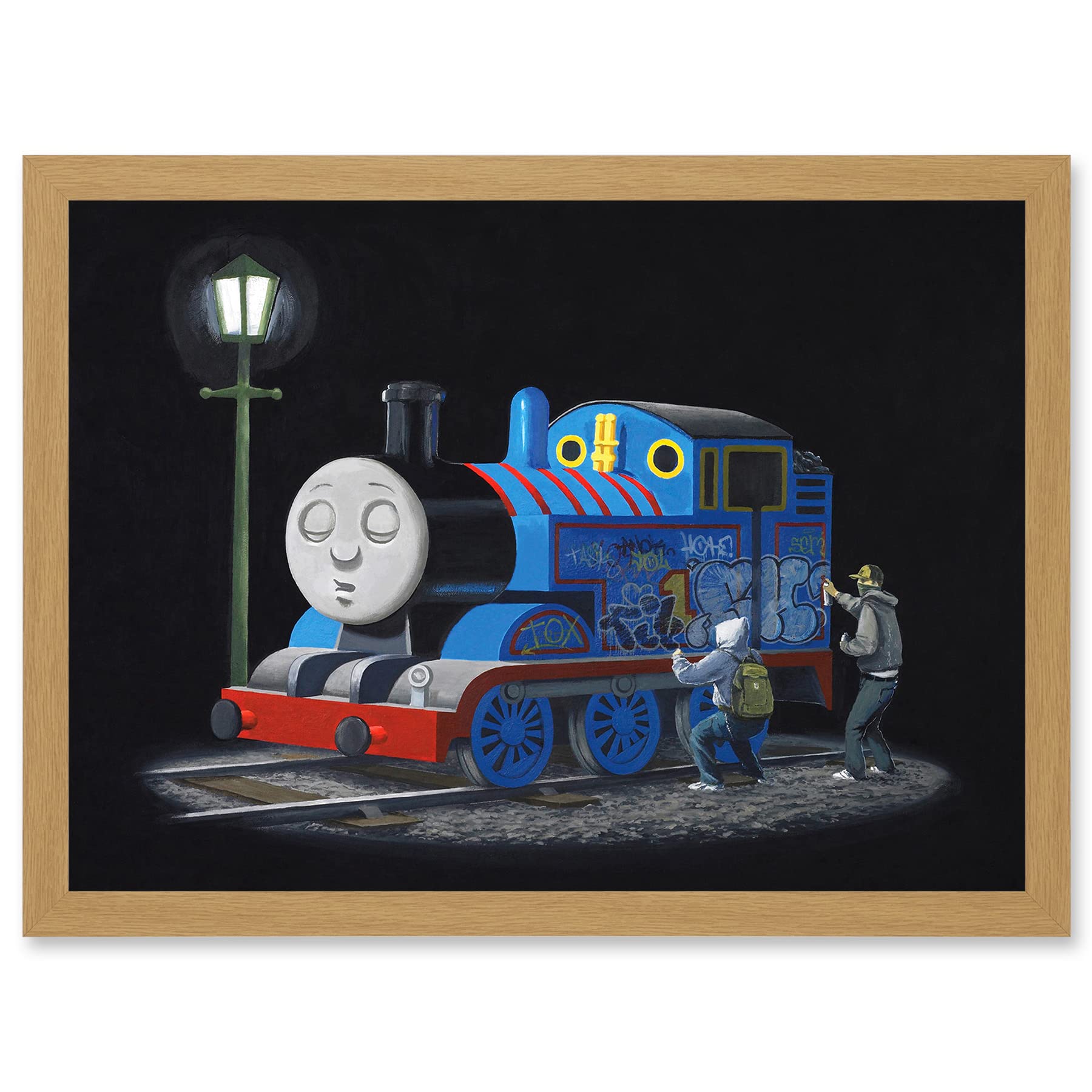 Artery8 Banksy Thomas Tank Engine Graffiti Street Artwork Framed Wall Art Print A4