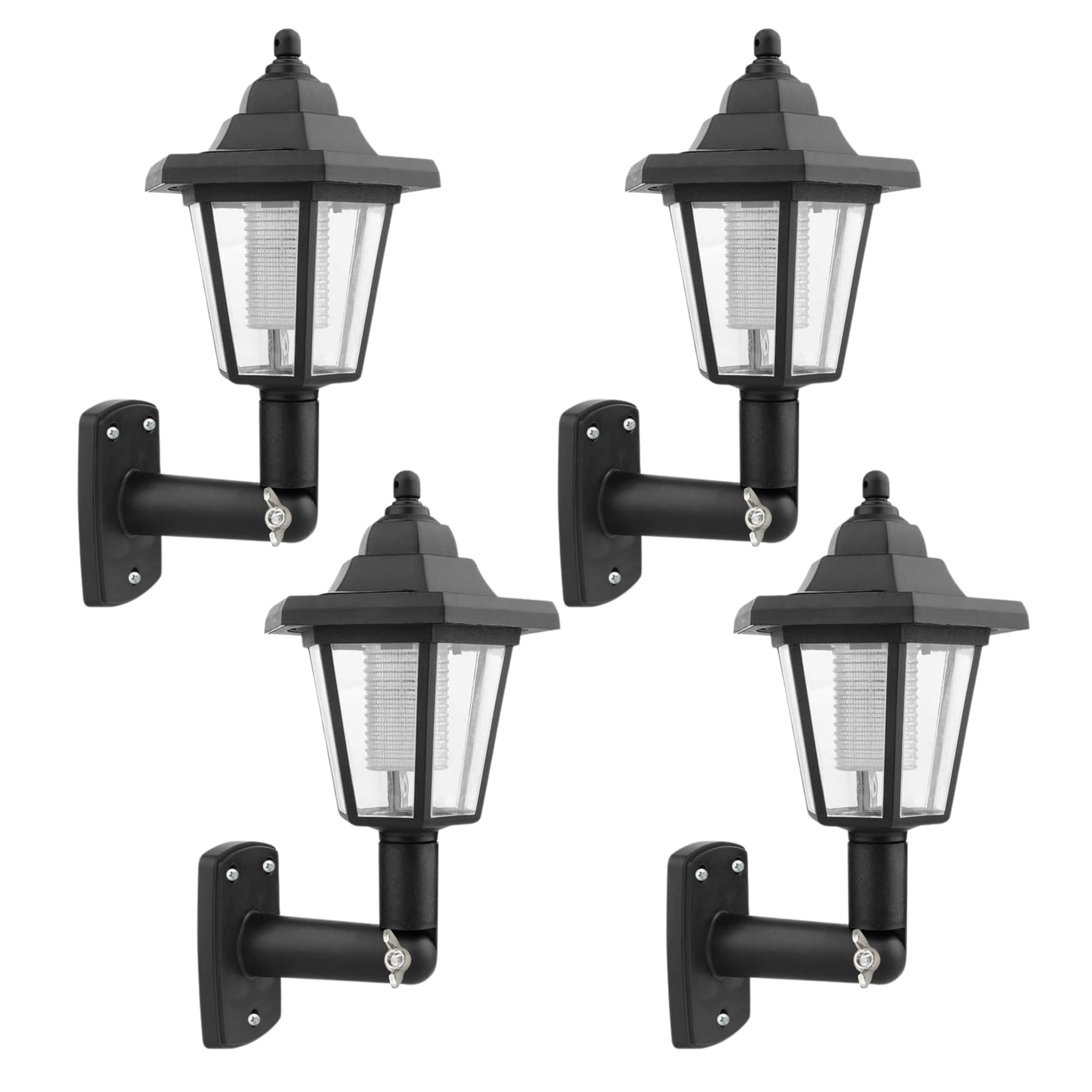 Garden Mile Set of 4 Solar Powered Outside Wall Lights Traditional Victorian Exterior Lantern Light, IP65 Waterproof Garden & Porch Wall Mounted Solar Lamps Patio Wall Lights Solar Lantern