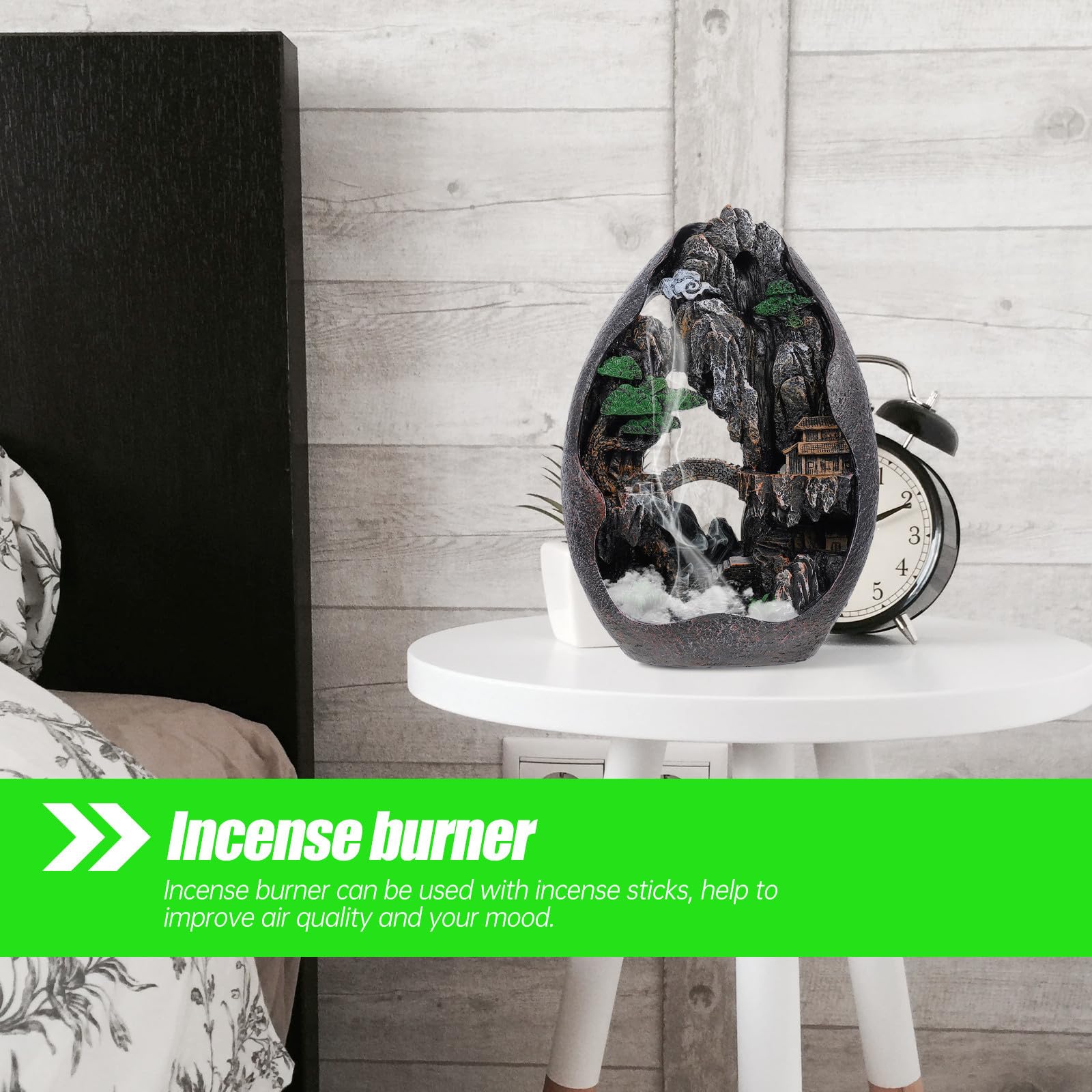 Bruciatore di Incenso a Riflusso in Resina Aroma Montano, Design Elegante e Classico, Decorazione da Tavolo come Regalo per Famiglia e Amici