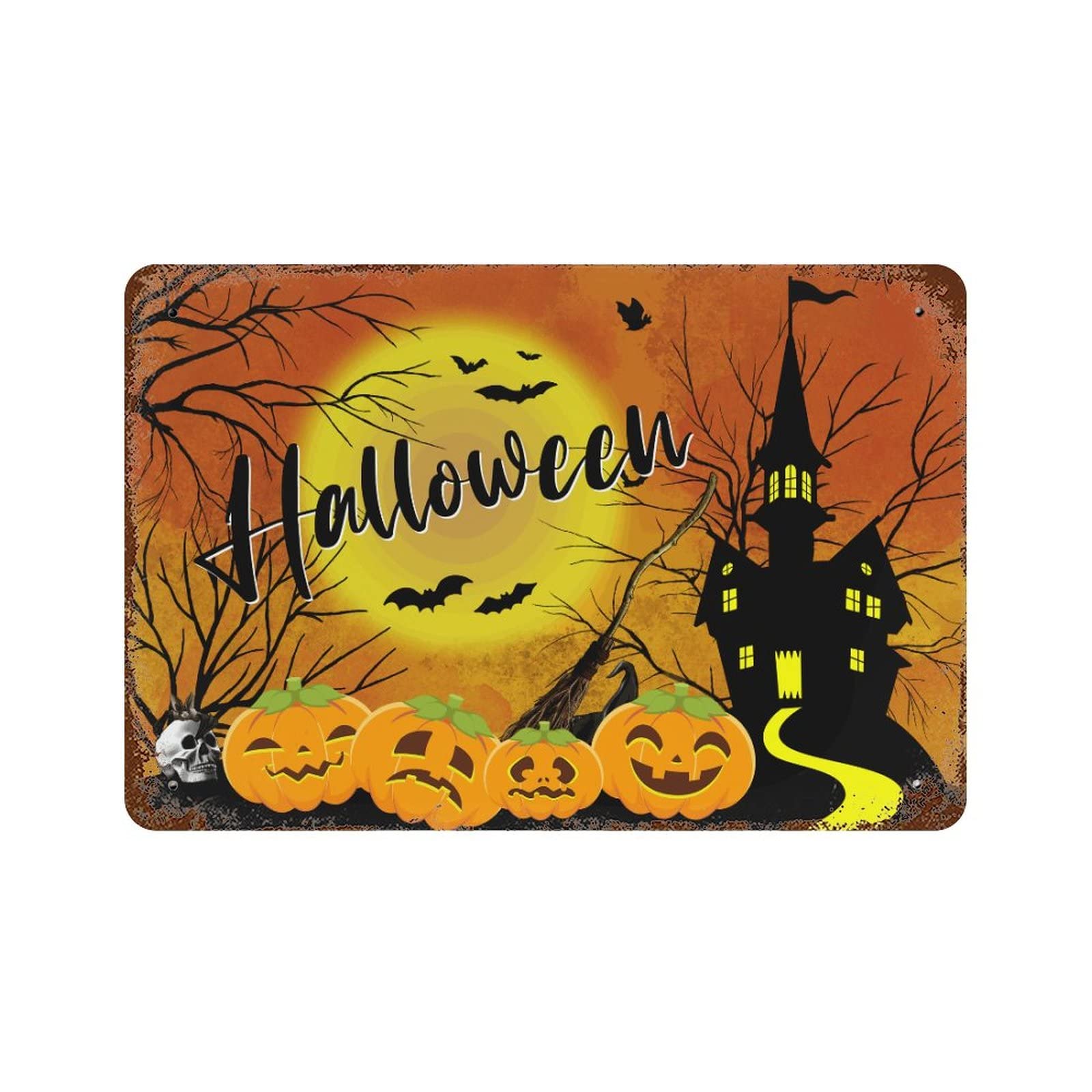 Panneau en métal Halloween à offrir comme cadeau de bienvenue original pour décoration extérieure