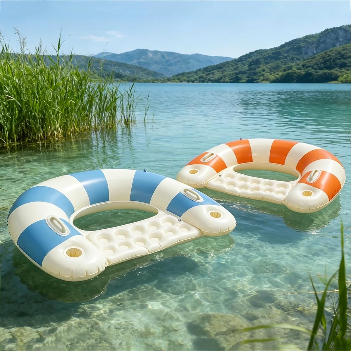 2PCS Pool Swim Ring Inflatable Pool Floats Water Fun Large Adult Swimming Pool Float for Beach Lake Summer Holiday Beach Party