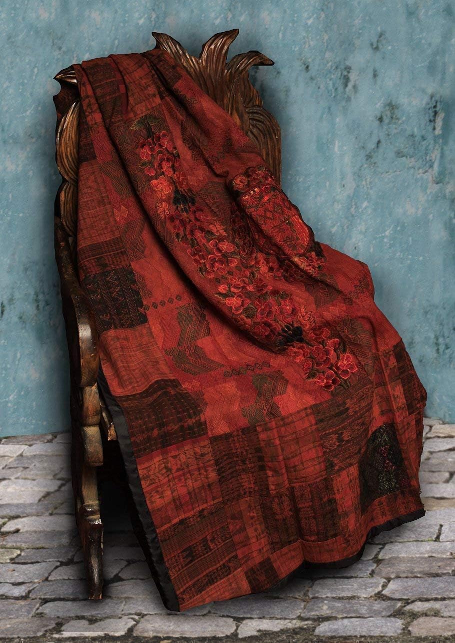 Red/Rust Guatemalan Huipile Throw Blanket