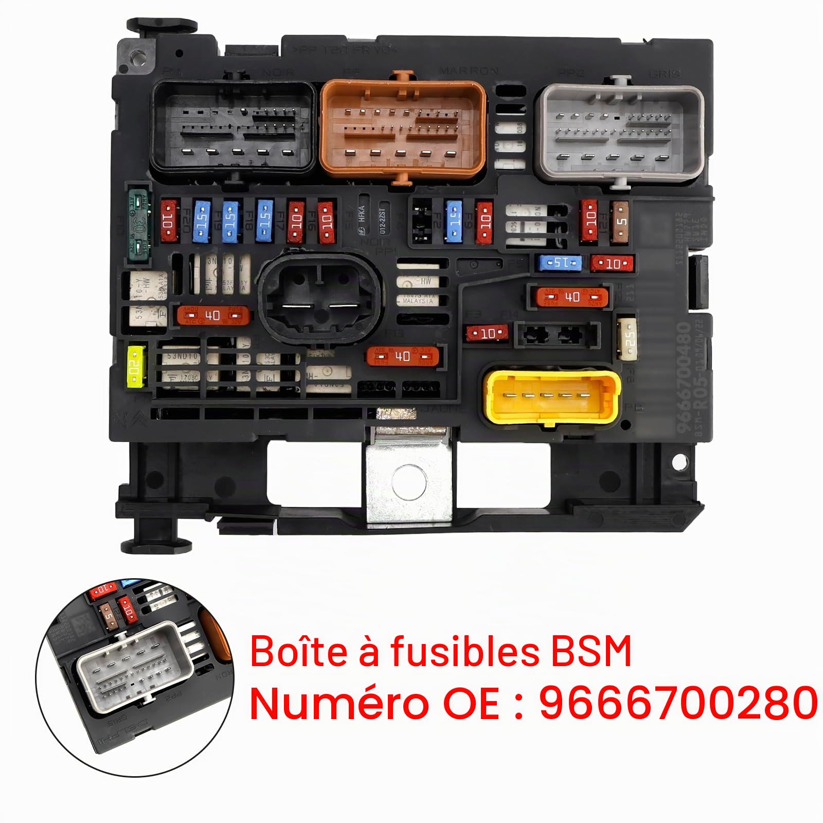 Boîte à fusibles de voiture Module de boîte à fusibles BSM 9666700280 Convient pour Citroën Berlingo C4 C8 Convient pour Peugeot Partner 307 2007-
