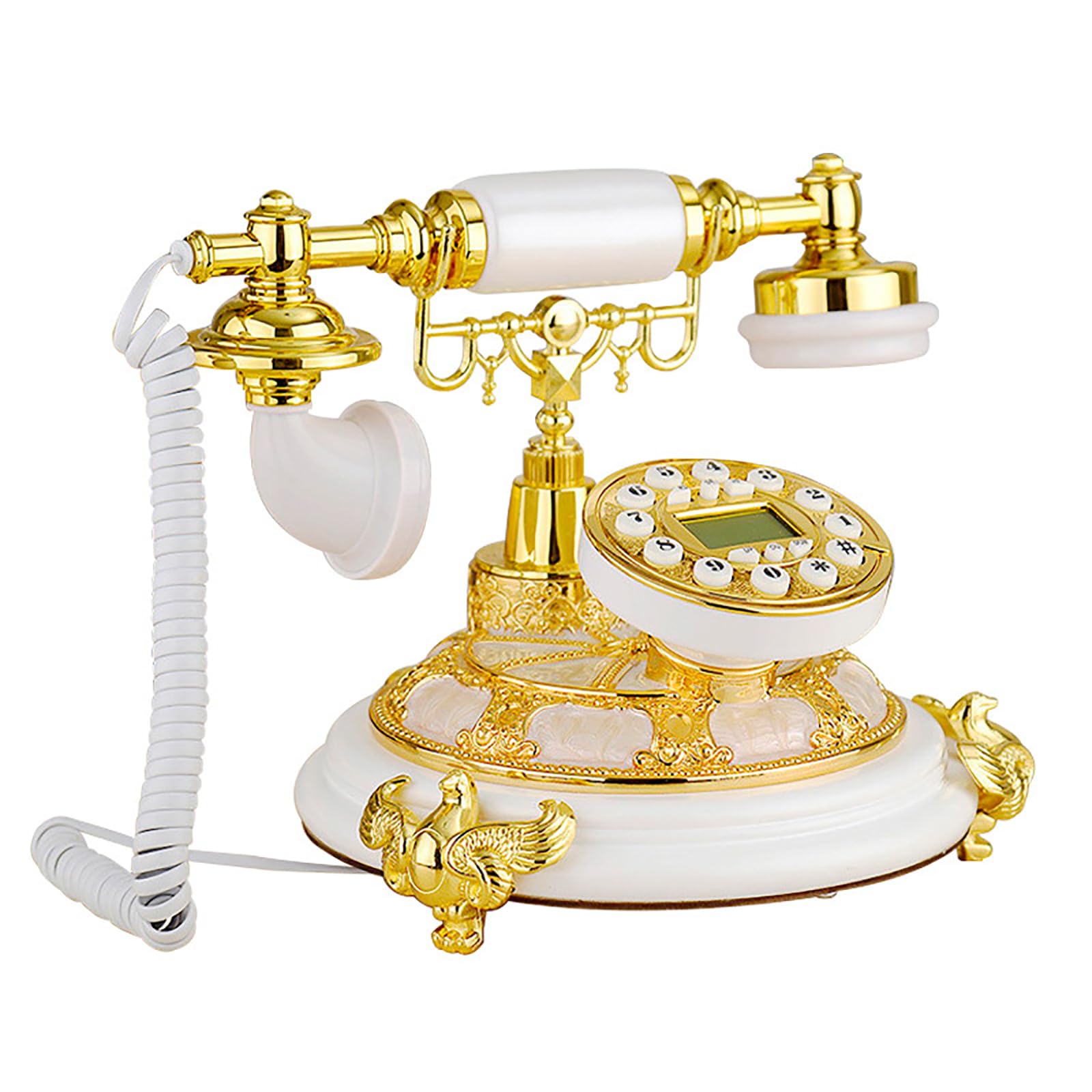 Staromodny Telefon Stacjonarny Na Biurko, Przewodowy Telefon Stacjonarny W Stylu Retro, Zabytkowy Telefon Stacjonarny Z Wyświetlaczem I Klasycznym Dzwonkiem, Bez Baterii I Z Efektem Antycznym