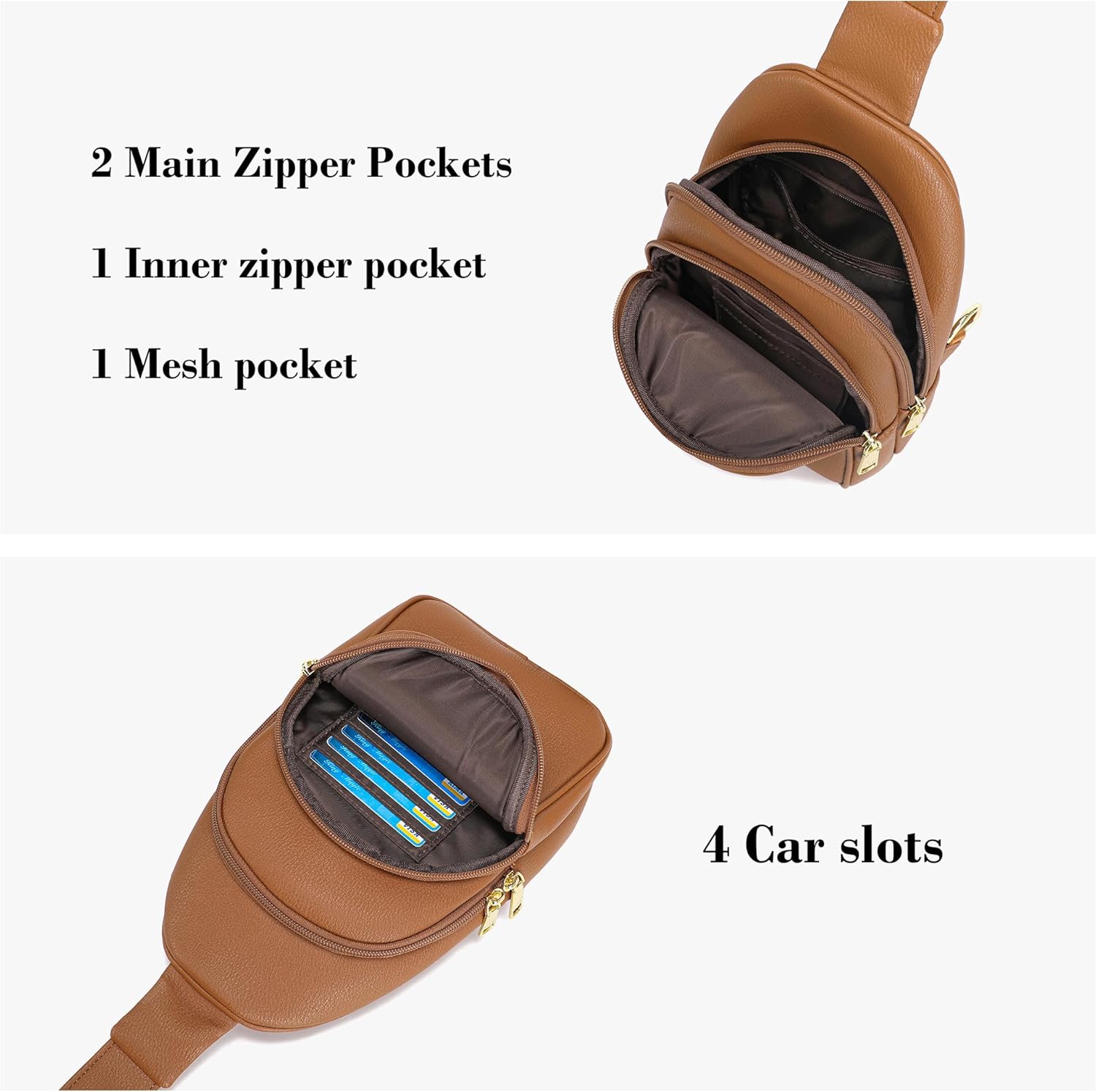 INICAT Crossbody Sling Bags Fanny Packs Leather Purses Chest Bag for Women - Image 3