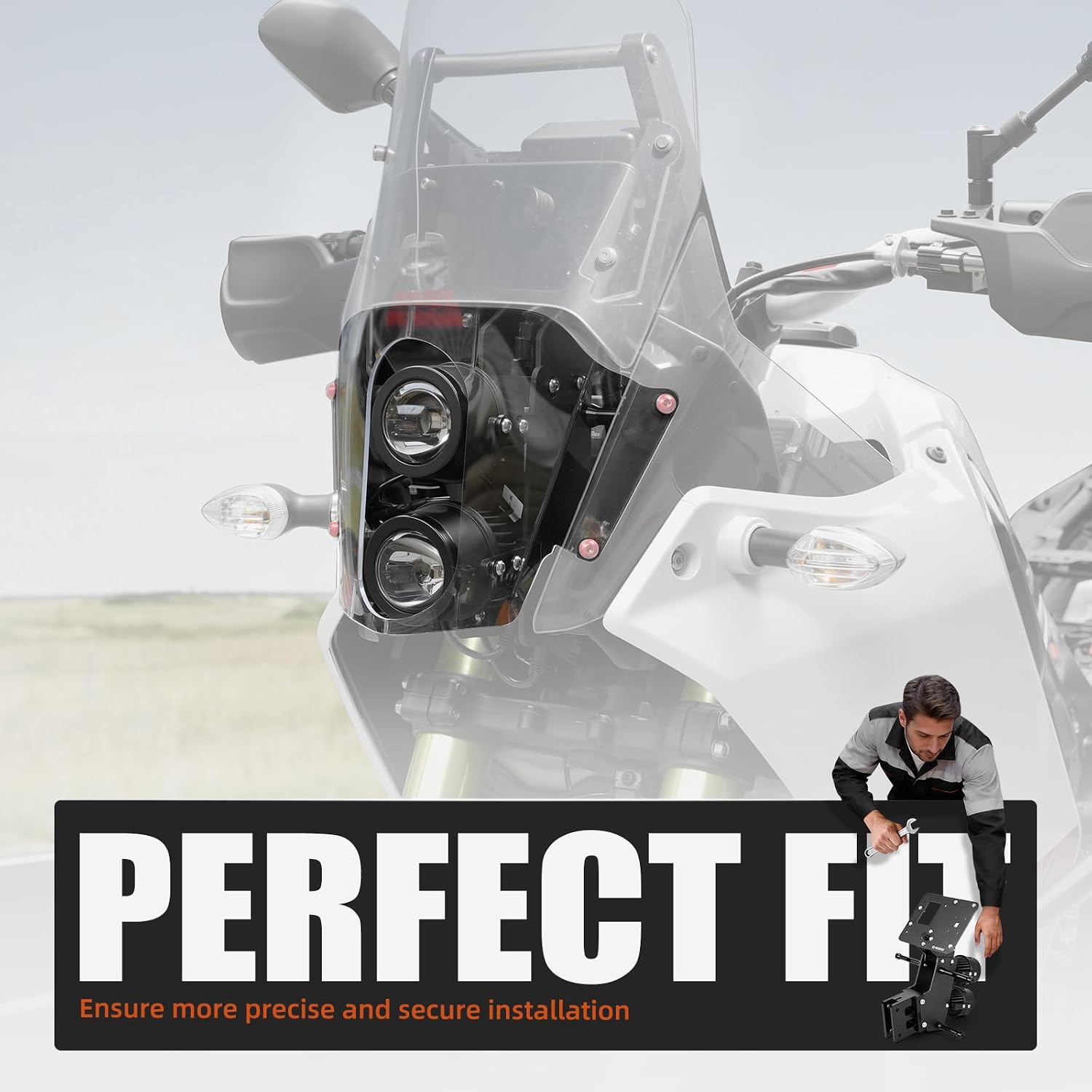 NICECNC Rally Kit with Spotlights, Front Guard and All Wiring Compatible with Yamaha Tenere 700 2019-2024, 60W High Power Multi-Angle Adjustable