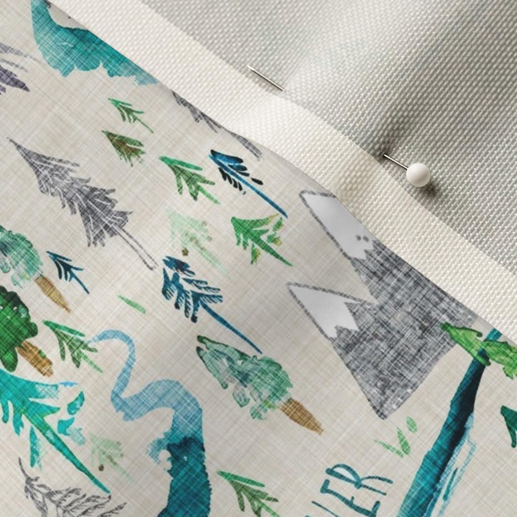 Spoonflower Fabric - Cream Mountain Map Moon River Camping Woodland Boy Printed on Upholstery Velvet Fabric Fat Quarter - Upholstery Home Decor Bottomweight Apparel
