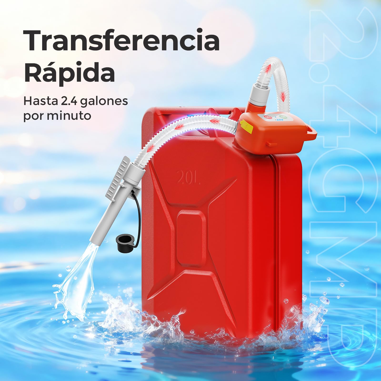 Bomba de transferencia de combustible con sensor de parada automática, Bomba eléctrica de gasolina con pilas, para gasolina diésel y aceite Naranja