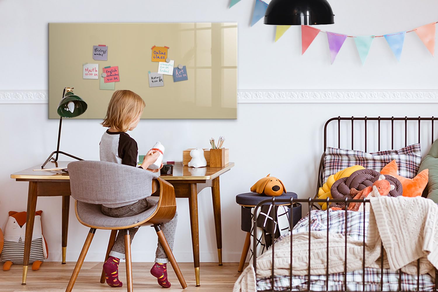 Glas-Magnettafel modern | Whiteboard magnetisch mit Glasfläche | Mit starken Magneten & Zubehör-Set | Kratzfest, abwischbar & ideal für kreative Planung - 120x60cm Beige