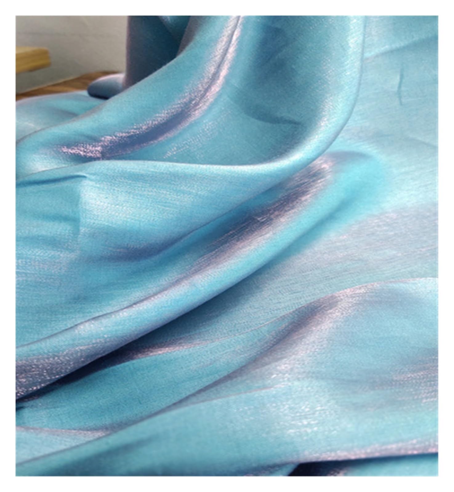 Silky Satin Fabric Colored Glass Silk Satin Gradient Fabric Dress Wedding Bright Face Baby Clothes Fabric DIY Mermaid Background Cloth Tablecloth Gorgeous Silky Satin Fabric (Color : Magic Narcissus
