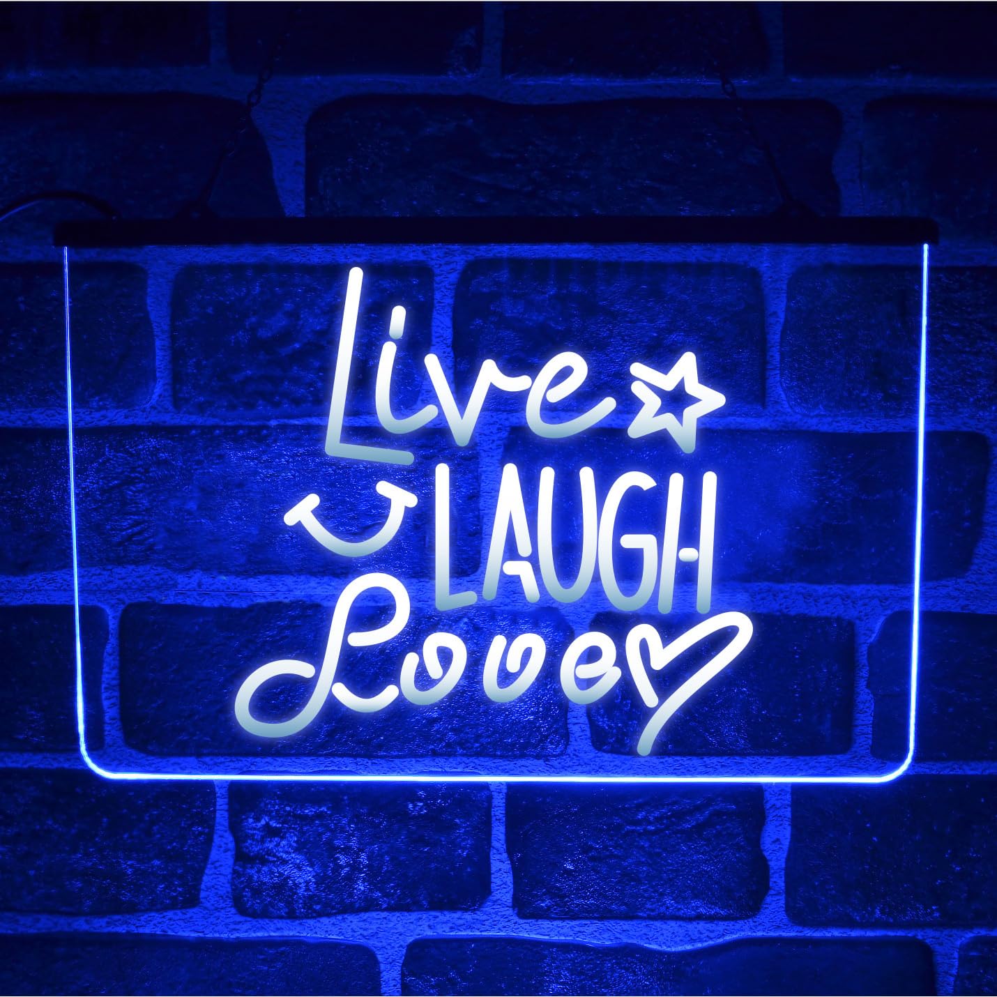 Paint The Town LED Live Love Laugh Neon LED Light Up Sign | Hanging Quote Plaque For Kitchen Décor (Blue)