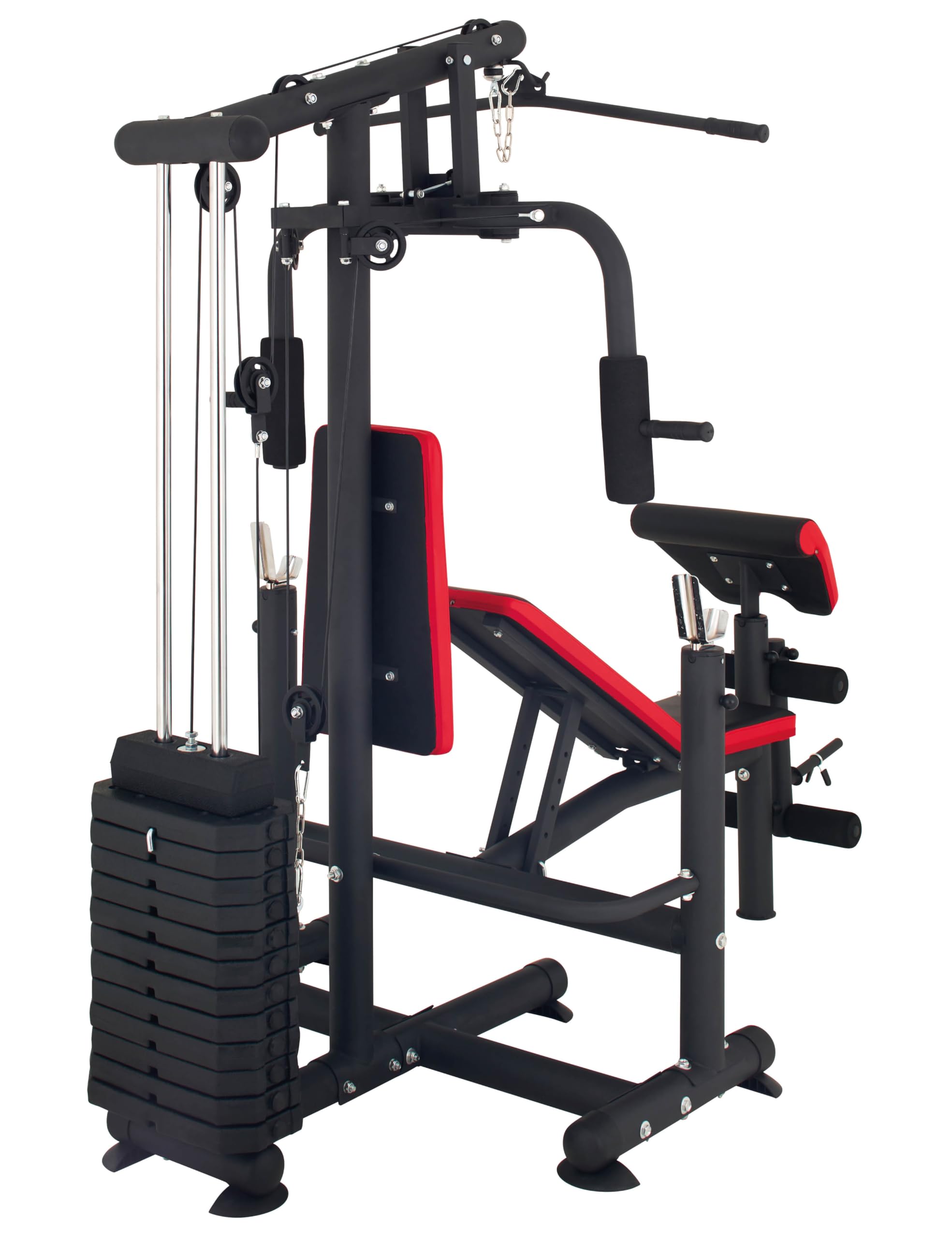 Hansson Sports® Universal Kraftstation Hantelbank Multifunktion mit Hantelablage Latzug Butterfly Beinstrecker Beinbeuger 65kg Gewichten klappbar