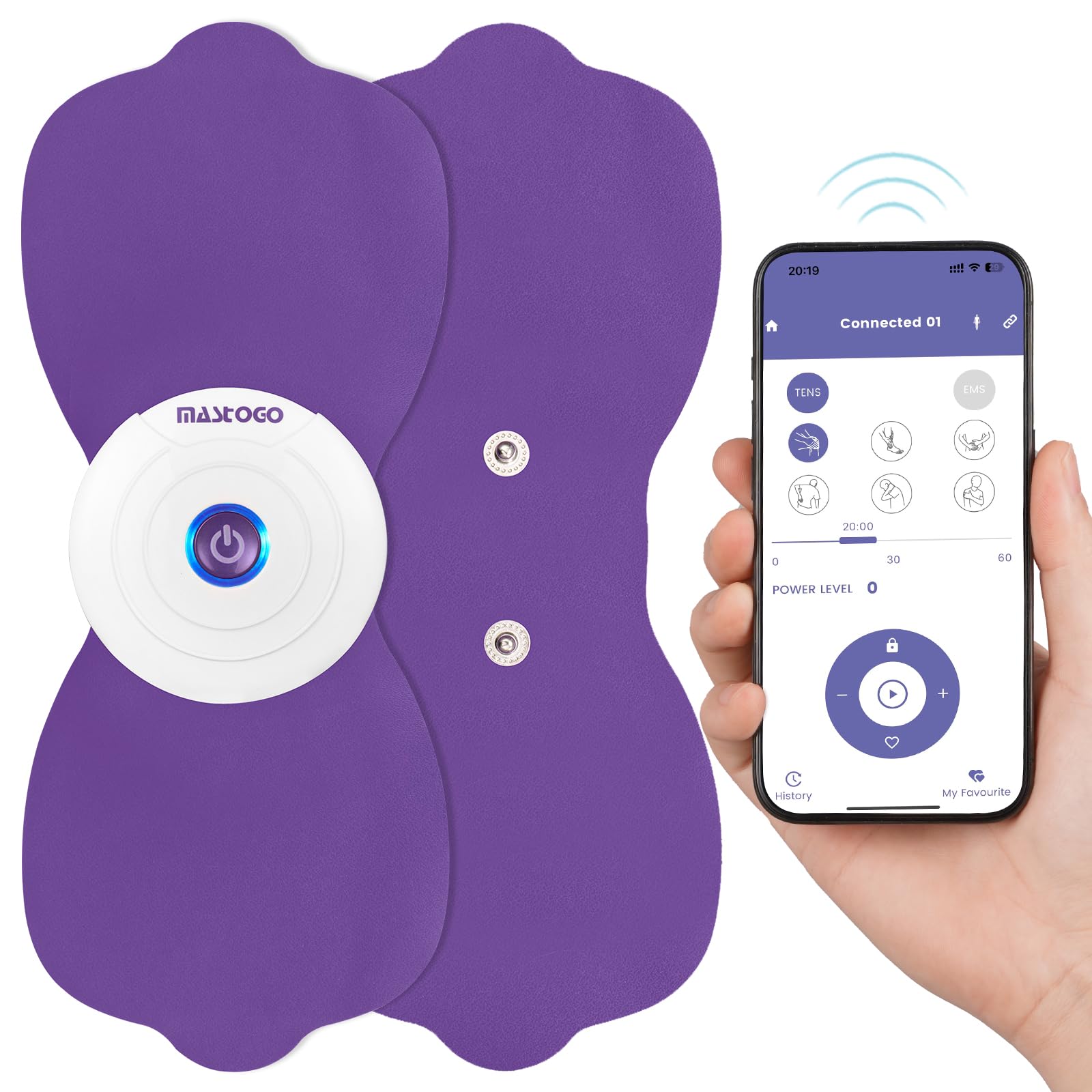 Sunmas TENS & PMS - SM9187 Wireless TENS Unit Muscle Stimulator Back Pain Relief Massager for Pain Relief Therapy, Purple
