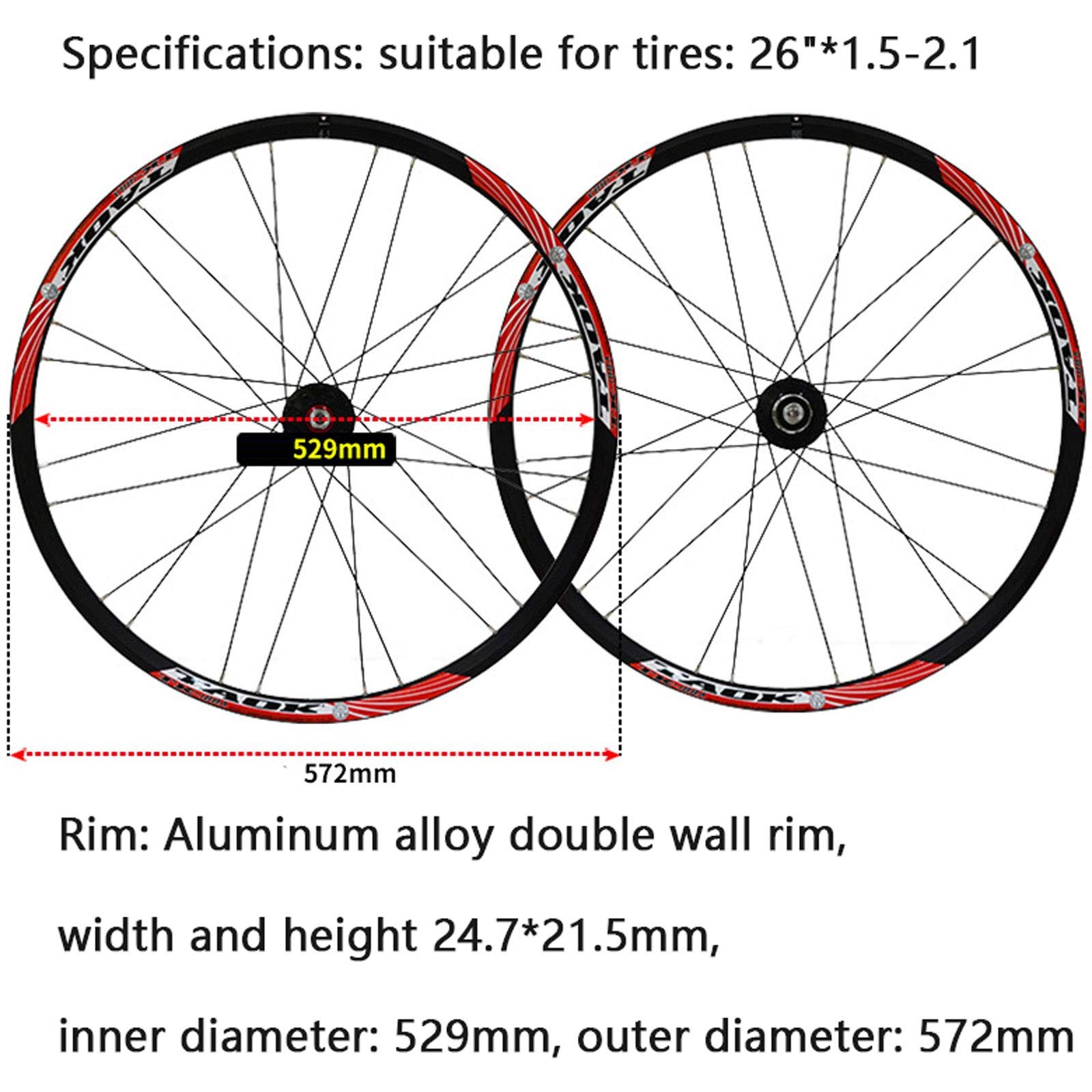 Amazon | 自転車ホイールセット、26 インチ自転車ホイール、ディスク