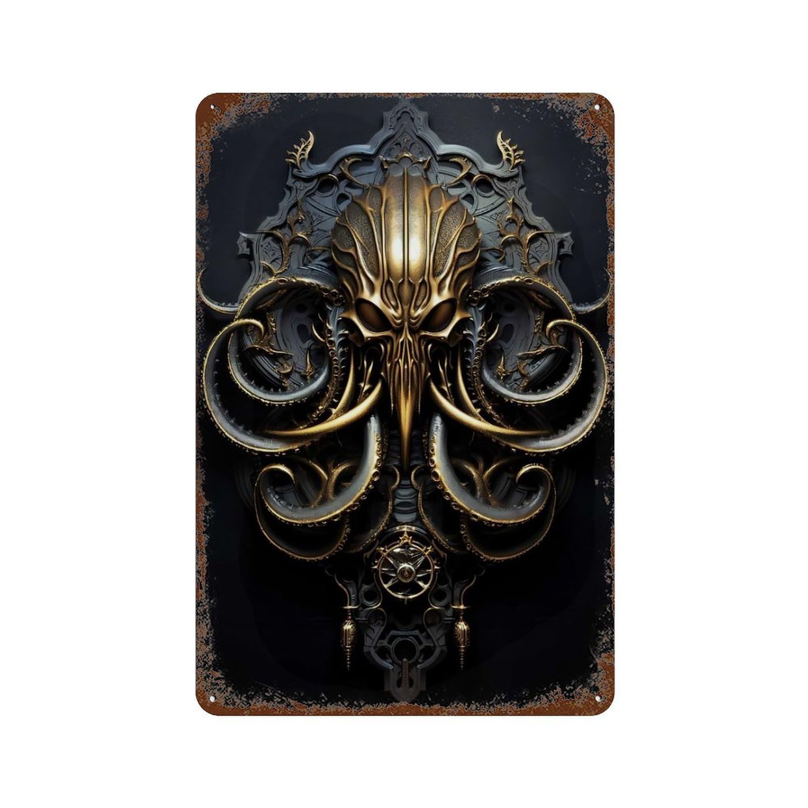 Golden Sea Kraken Monarch Retro Metal Sign 11.8"x7.9", for Bistro, Counter And Cafe Decor, Rustic Home Decor