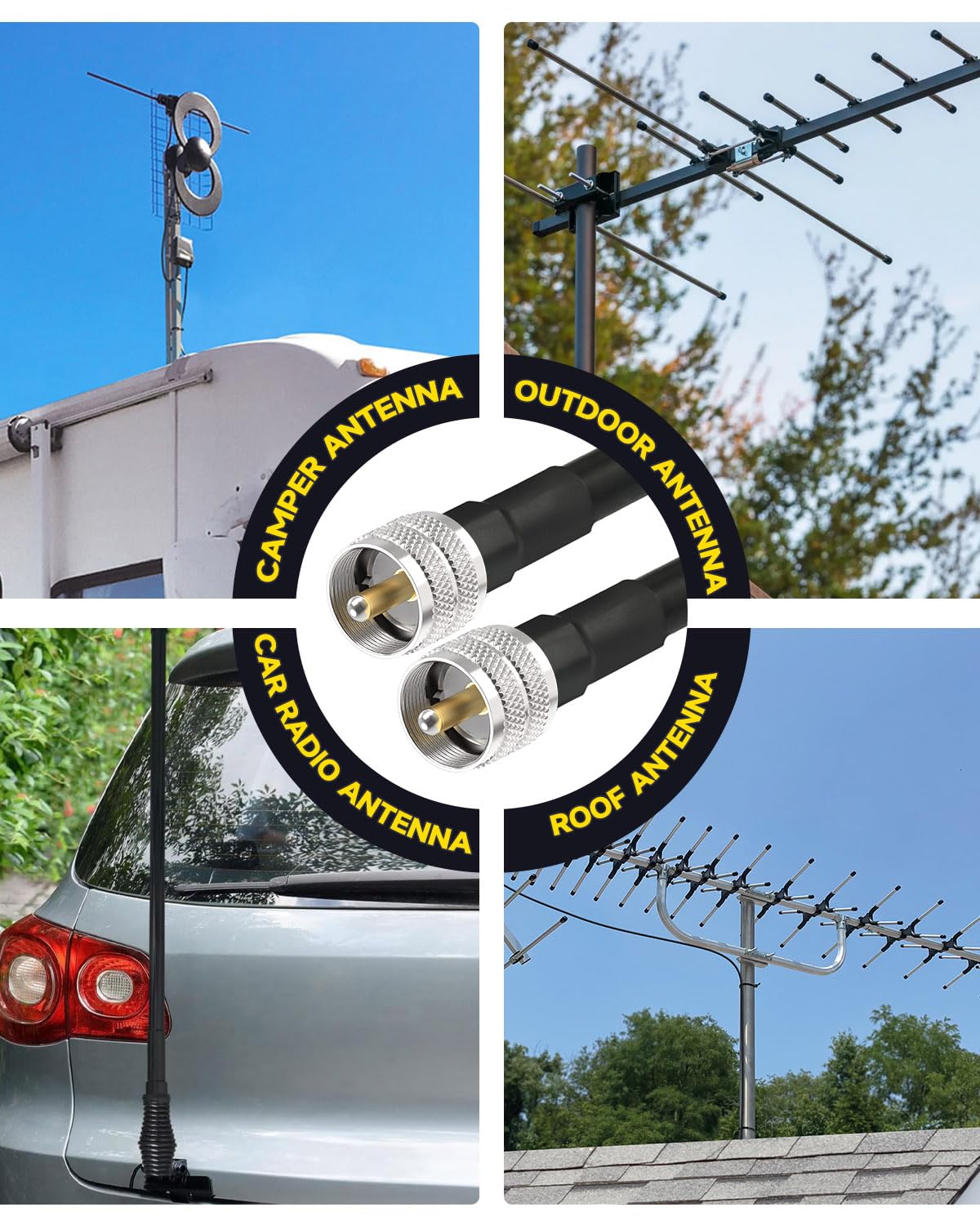 Superbat Cable CB PL259 UHF ALSR400 50 Ohm de 6m, Cable Coaxial Radioaficionado HF Macho a Macho de Pérdida Ultra Baja para Radio VHF, Medidor SWR, Analizador de Antena, Carga Ficticia, Walkie Talkie