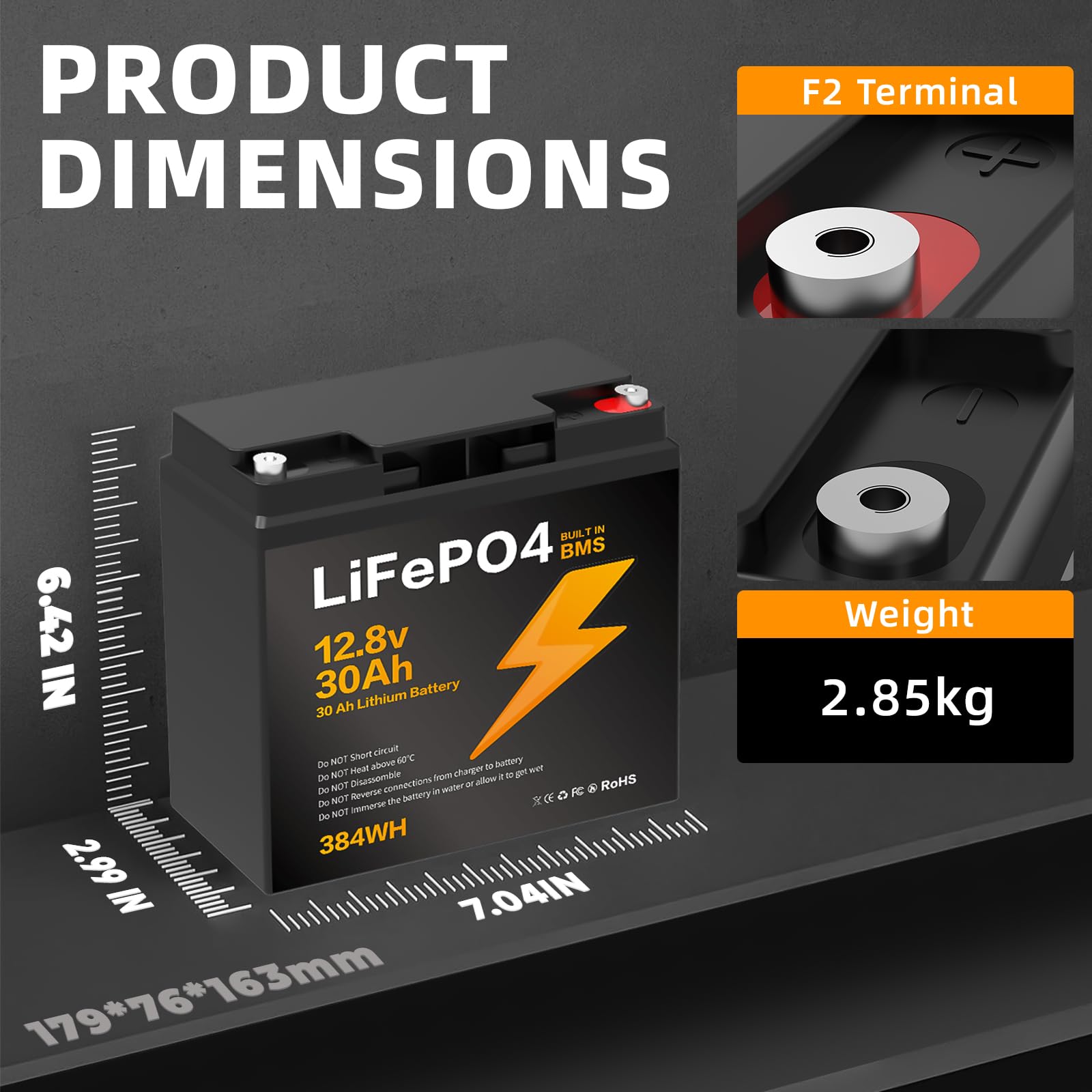 12V 30Ah LiFePO4 Batterie,Lithium Batterie 12.8v 30Ah mit Smart BMS Schutz 8000 Zyklen Deep Cycle Lithium Akku,384WH Lithiums Batteries 12V 30Ah Batterien für Wohnwagen,Camping,Boote,Solarpanel