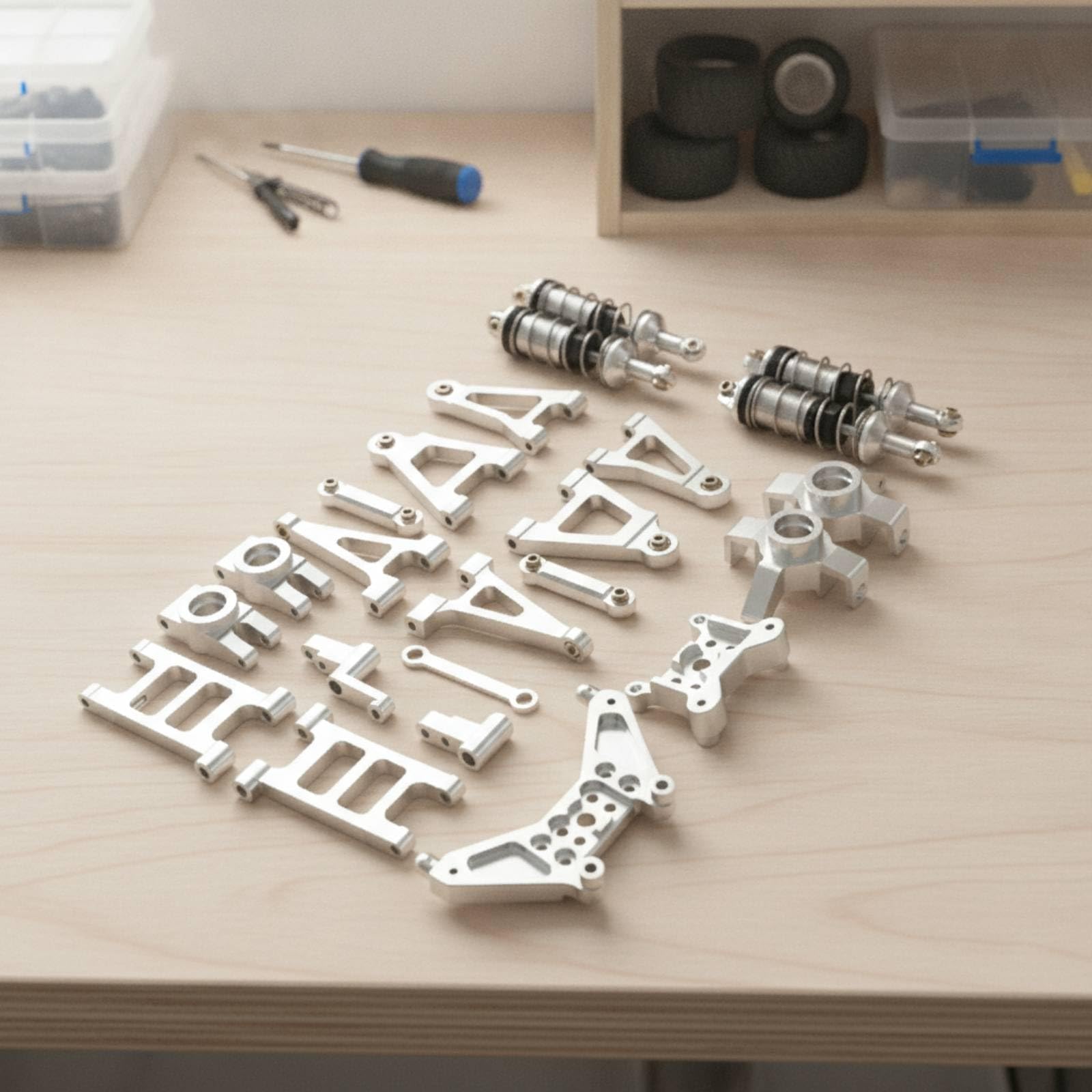 Kit Repuesto con Amortiguador Metálico Piezas RC Resistente Repuestos para Molistas, Tuning, Rojo