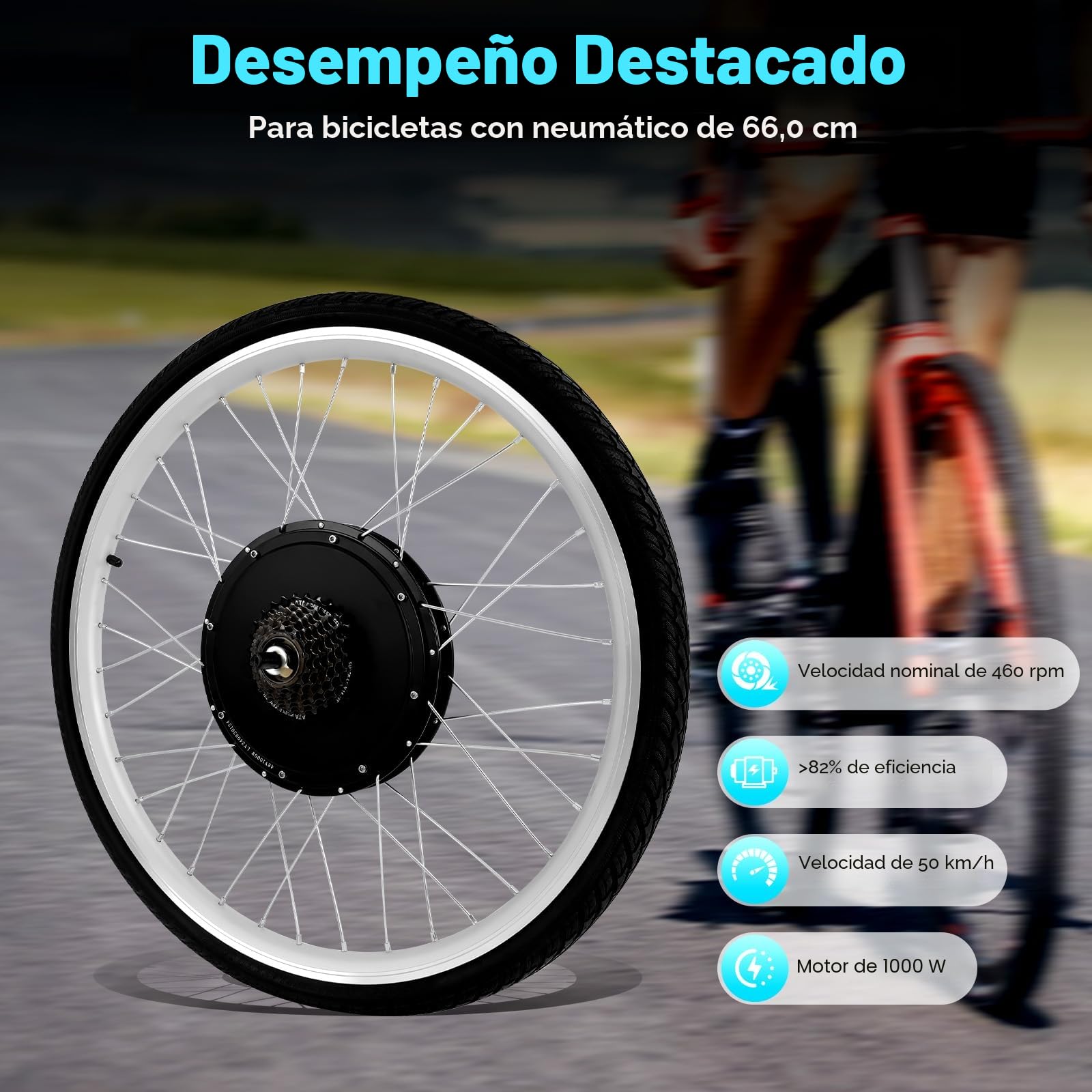 Kit de conversión para bicicletas eléctricas con pantalla LCD, bicicleta eléctrica de 26 pulgadas 48 V 1000 W Kit de conversión para bicicletas eléctricas, motor central para bicicletas eléctricas