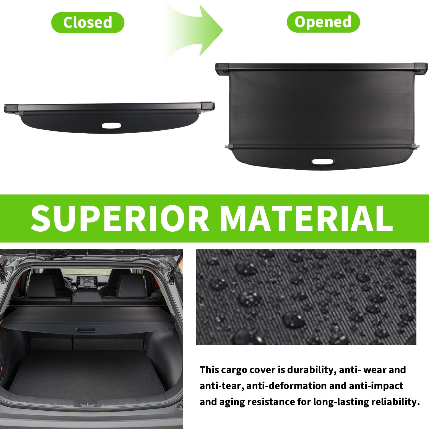 Cargo Cover for Toyota Corolla Cross 2022 2023 2024 2025 Accessories Rear Trunk Cover Rear Trunk Security Cover Shielding Shade, Black (Not for Corolla)