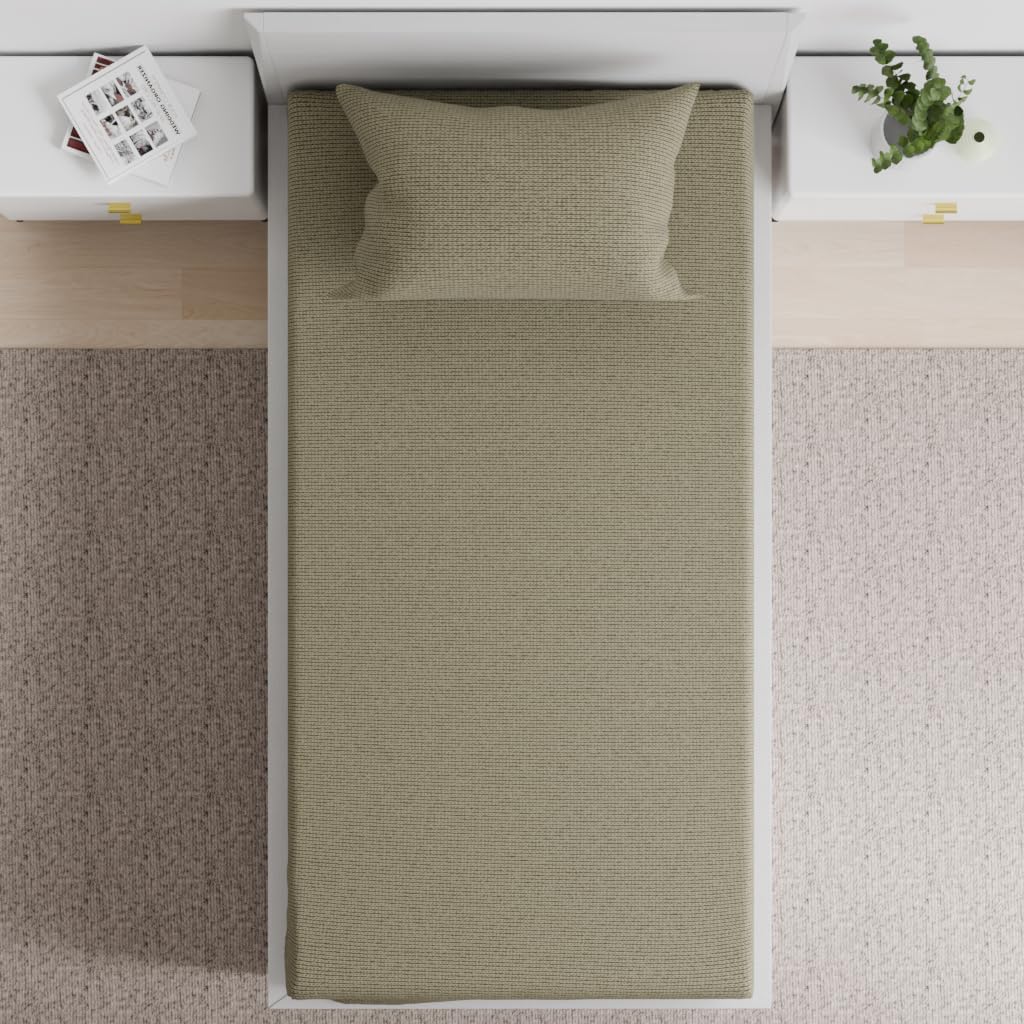 Wakefit 100% Cotton 160 TC Flat Printed Bedsheet, Sage Single Size (90x60 inches) / (2.29m*1.52m) with 1 Pillow Cover Sage, Single