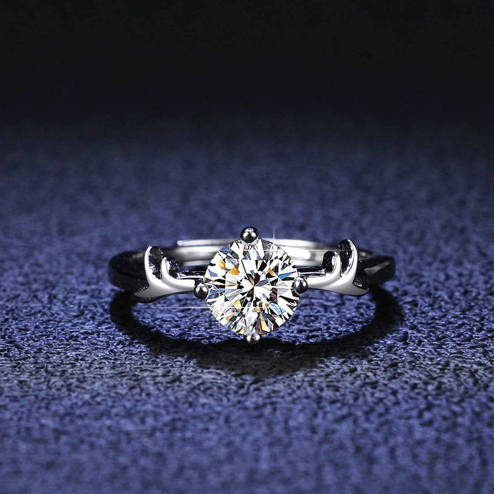 Anillo de boda de oro con moissanite 1ct, anillo de boda de oro auténtico solitario de oro blanco para mujer