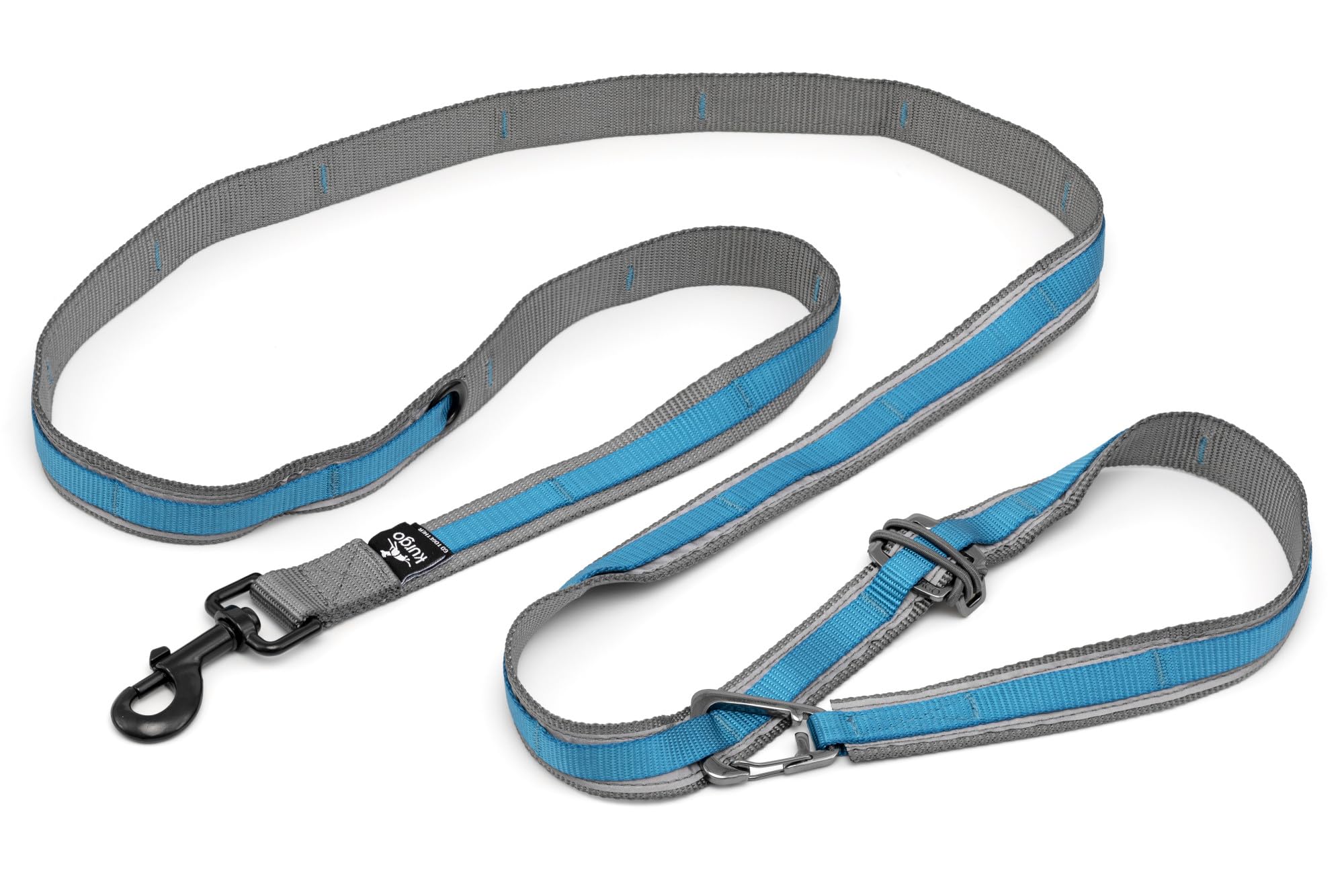 Quantum 6 in 1 Dog Leash, Blue | Hands Free Leash Converts to Waist Belt, Over Shoulder, Double Leash, Tether, 6ft or 3ft Lead, Reflective, Carabiner Clip