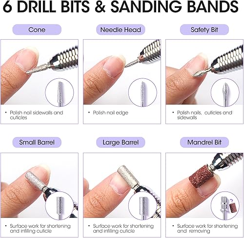 Miniatura 6 de Gellen Lámpara de uñas LED UV con taladro eléctrico de uñas, secadora de uñas de luz UV de 72 W para uñas, limas de uñas para uñas acrílicas,