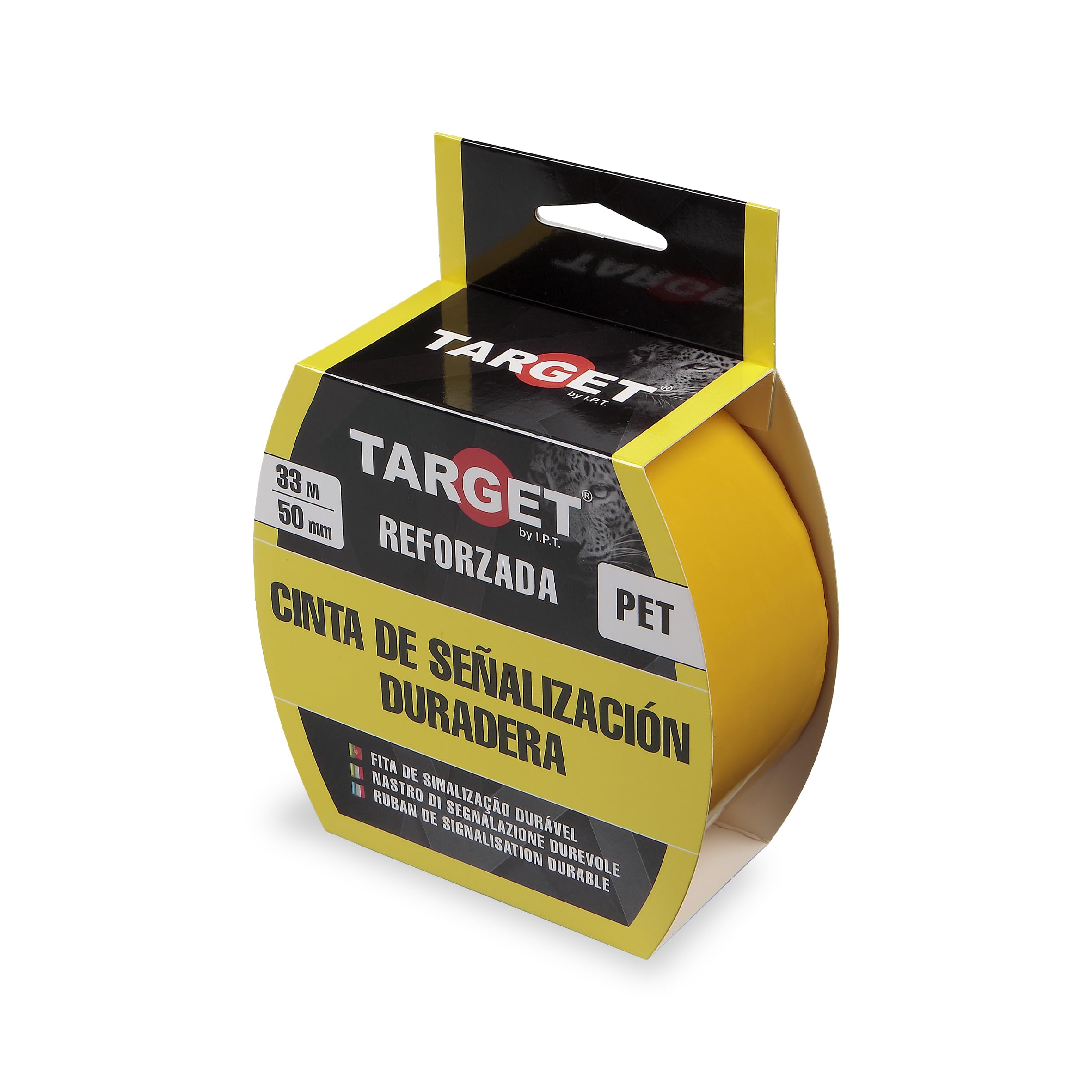 TARGET - Cinta de Señalización Adhesiva Reforzada| Para Marcaje de Suelos y Objetos de forma Duradera, Advertencia de Seguridad (AMARILLA)