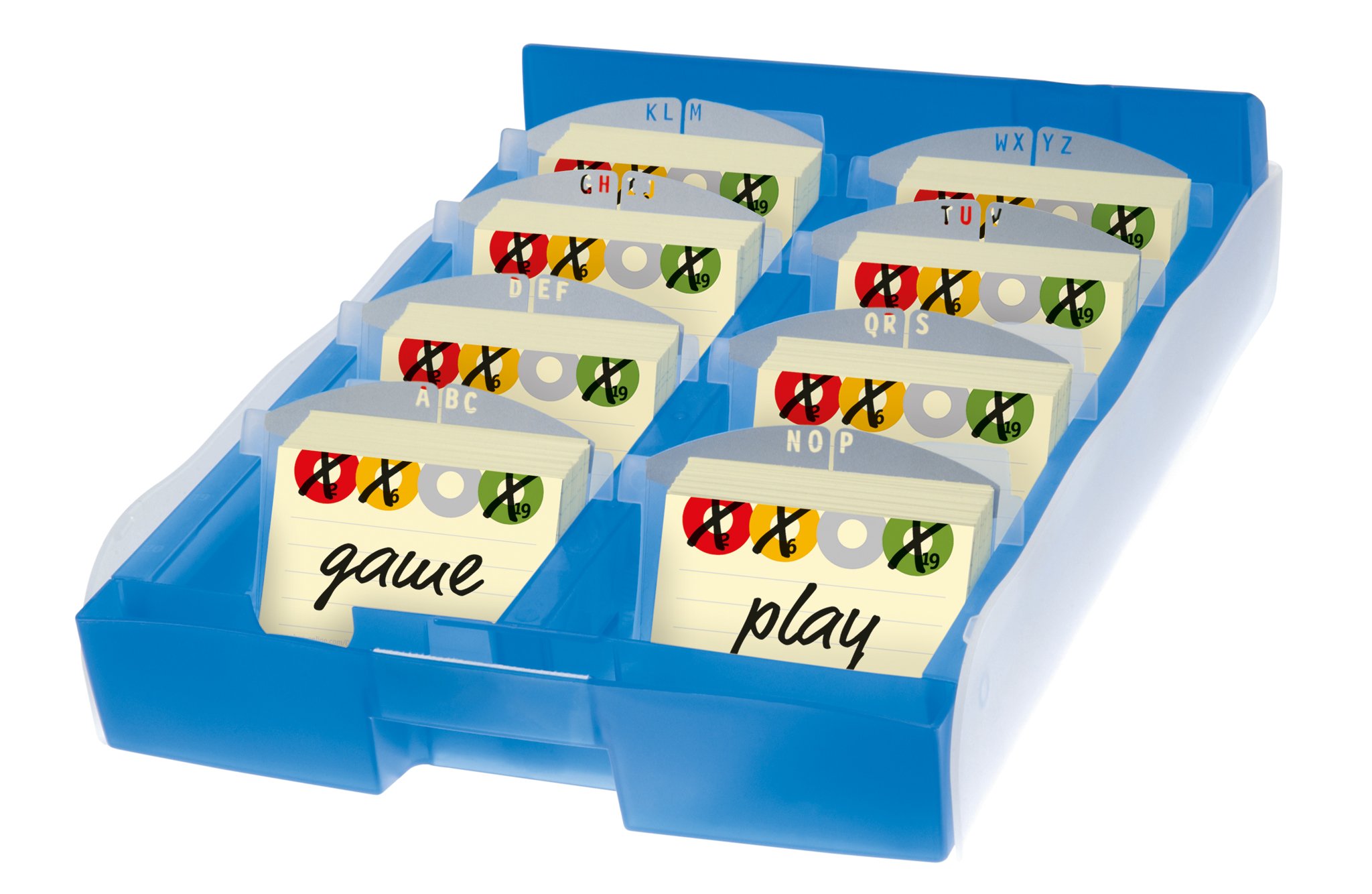 HAN CROCO DUO, 9987-643, archiefdoos voor 2200 kaarten, eenvoudig woordenschat leren met 5 vakken leersysteem, DIN A8 kaartenbak voor 2200 kaarten, incl. 8 steunplaten, A-Z register, indexbox
