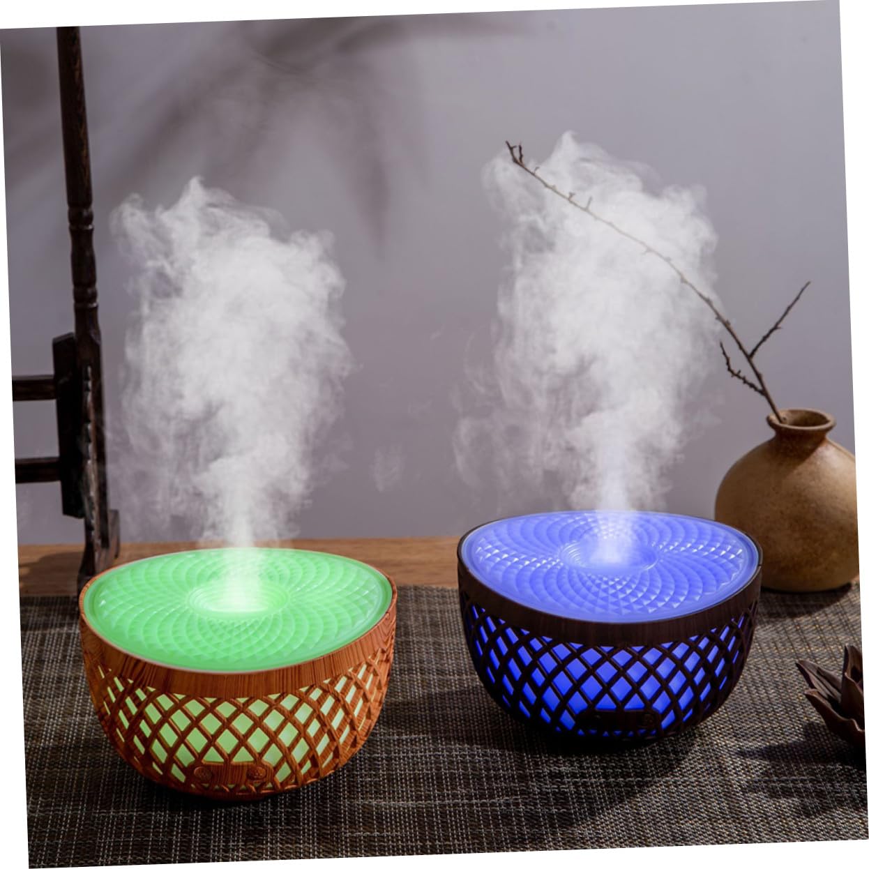 Humidificador Difusor de Aromaterapia Inalámbrico Capacidad 320Ml y Diseño de Madera para Decoración de Escritorio Hogar