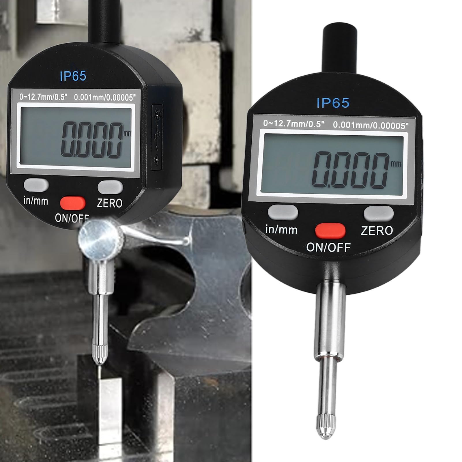 Indicador digital Gasible electrónico de diario Herramienta de medición de alta precisión IP65 Resolución 0.001 mm Resolución 12.7 mm Material de aleación de aluminio Batería de