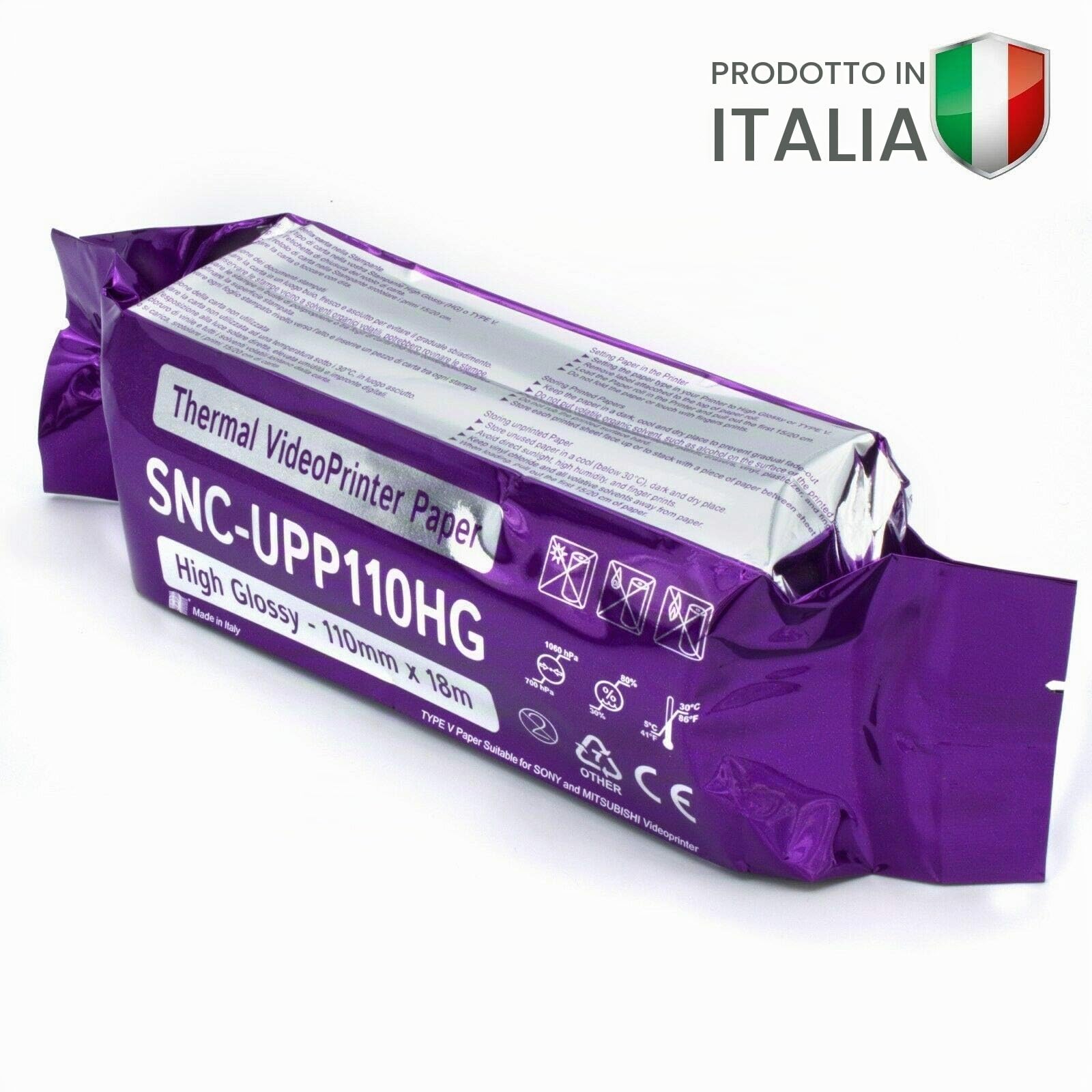Sony UPP110HG Kit Rotoli di Carta Termica Compatibile Superlucida Ultralucida per Stampante Medicale Pacco da 10 (110 HG)