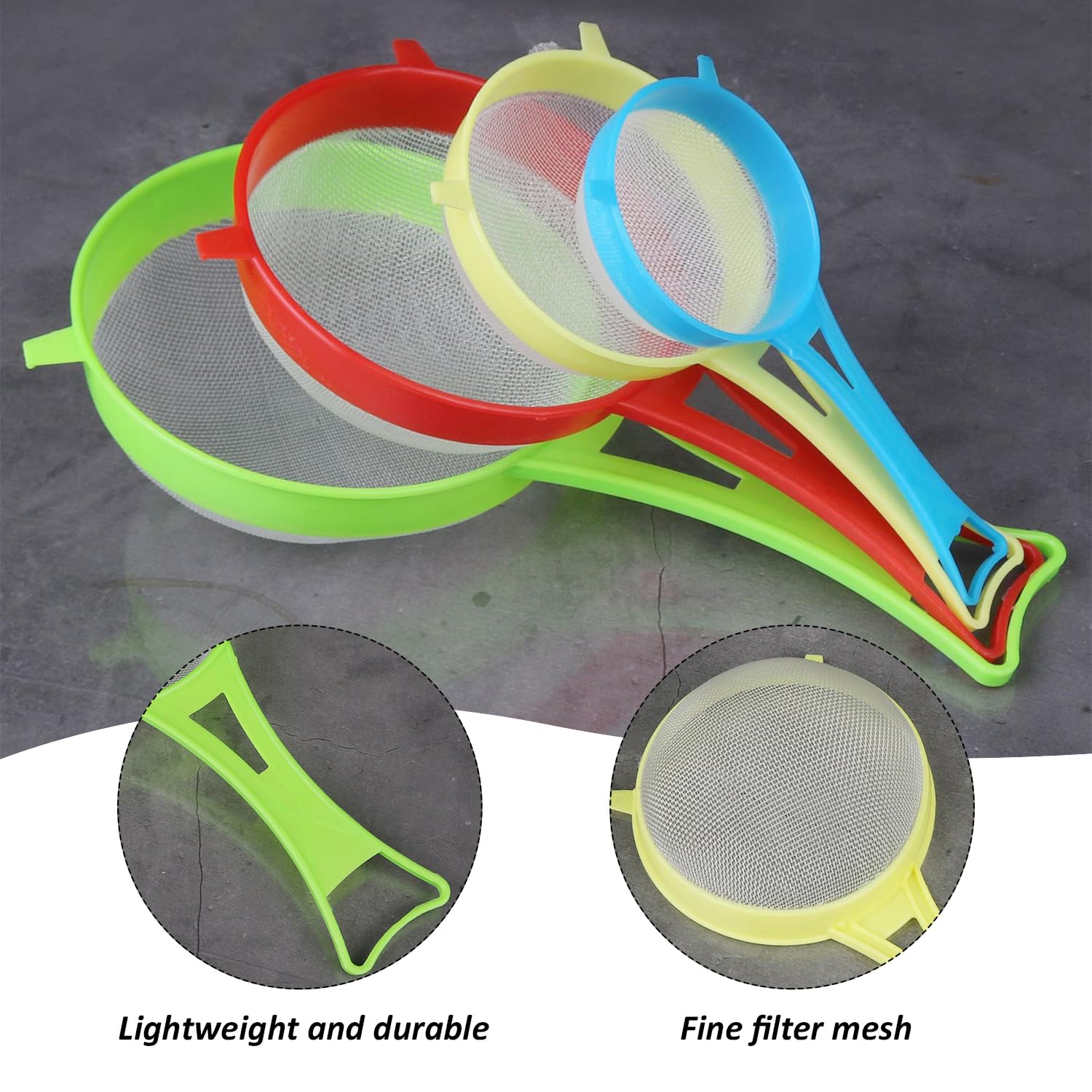8 sztuk ręcznych sitek do mąki, kreatywny filtr plastikowy, klasyczny minimalistyczny filtr, narzędzie do pieczenia w kuchni do stałego oddzielania płynów.