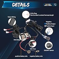 Vista 5 de Arnés de cableado de nailon con 2 cables de 12 V, 40 A, relé de 10 A, cable de alambre para barras de luz LED, luces antiniebla, luces de trabajo