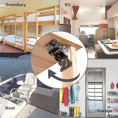 Miniatura 31 de Paquete de 4 bisagras de bloqueo para soportes de mesa plegables, soportes plegables de alta resistencia, bisagra plegable de bloqueo automático