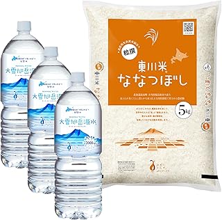 【セット品】令和７年産米 東川米 ななつぼし 白米 5kg+水セット 北海道 東川町