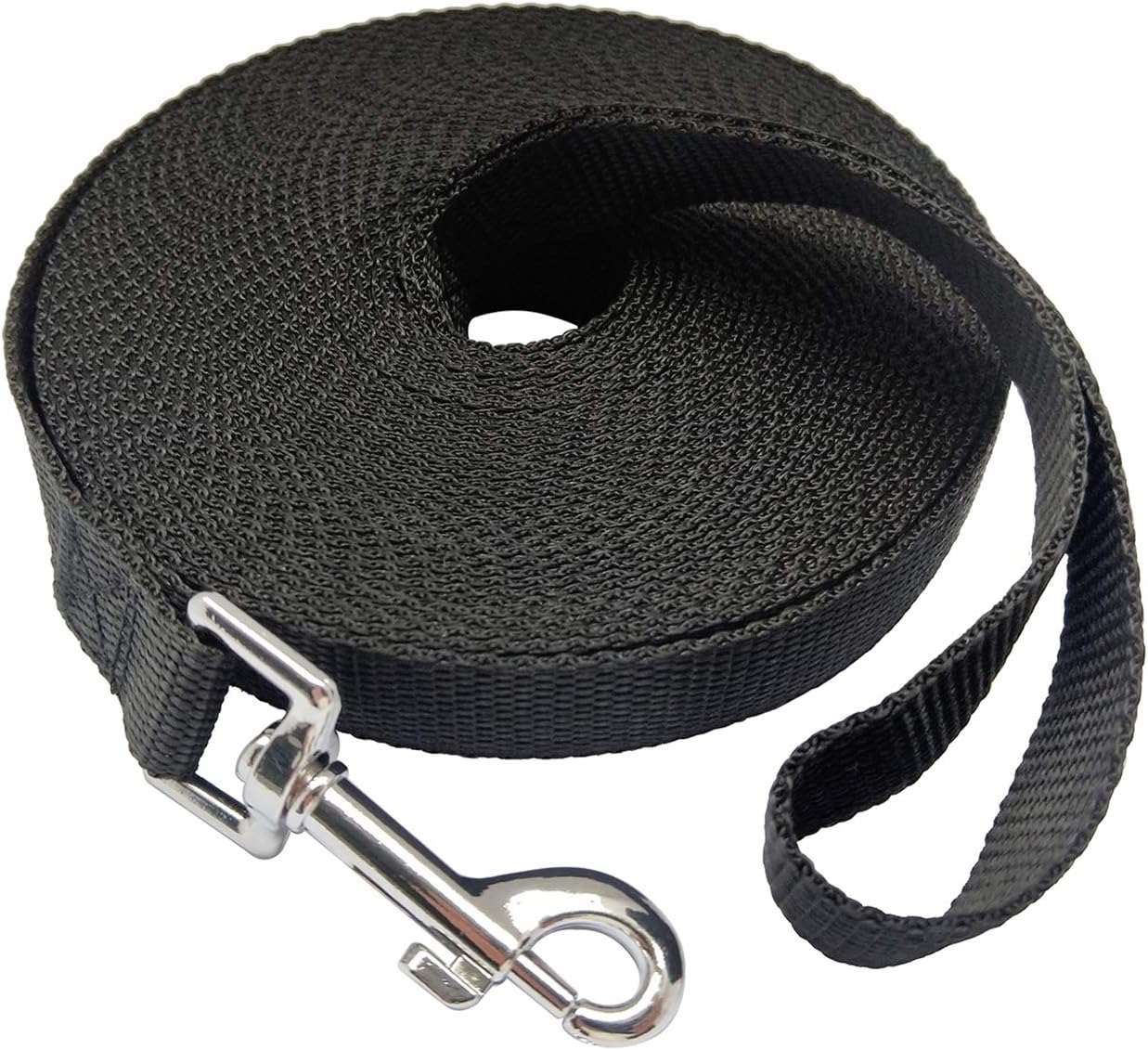 Nylon Training Dog Leash for Small Medium Large Dogs, 15ft 20ft 30ft 50ft Long Leash Dog/Puppy Lead for Obedience Recall Training, Camping (1" x 30ft, Black)