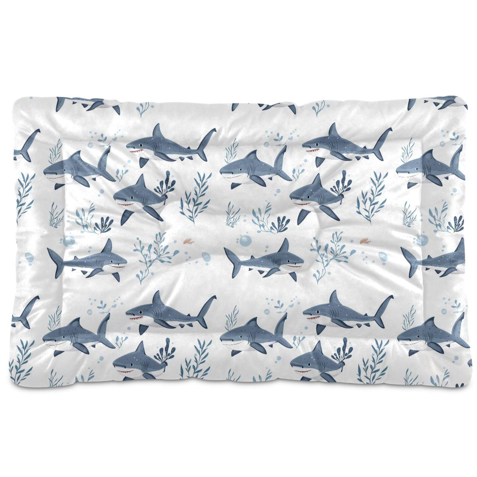 Dog Bed Mat Soft Anti-Slip Pet Mat Washable Dog Sleeping Mattress for Small Medium Large Pets 36x24in Cute Great White Sharks
