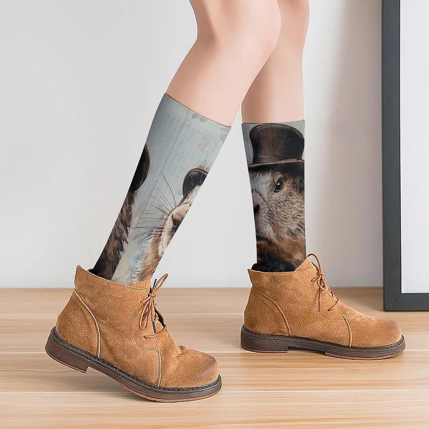 Breathable Crew Sock, Moisture Wicking, Athletic Calf Socks, Cozy | A Charming Prairie Dog Compression Socks for Women Men, Lightweight High Work Socks for Business, Casual