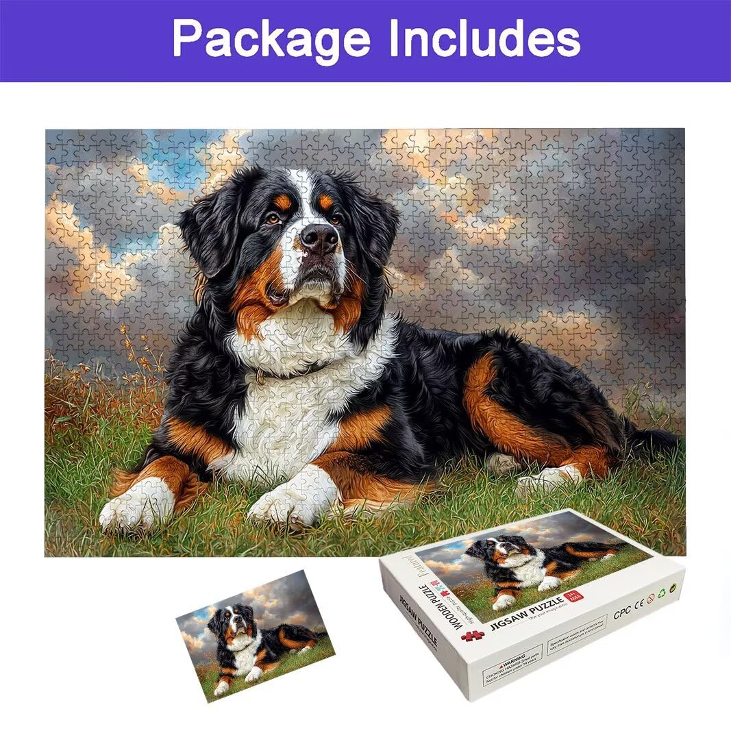 Puzzle dla psów dla dorosłych 1000, 1000 puzzli dla dorosłych, 75 x 50 cm, twarde, niemożliwe, drewniane puzzle, wymagająca gra dla całości, dla kobiet/mężczyzn, motyw: (zwierzę), -7423